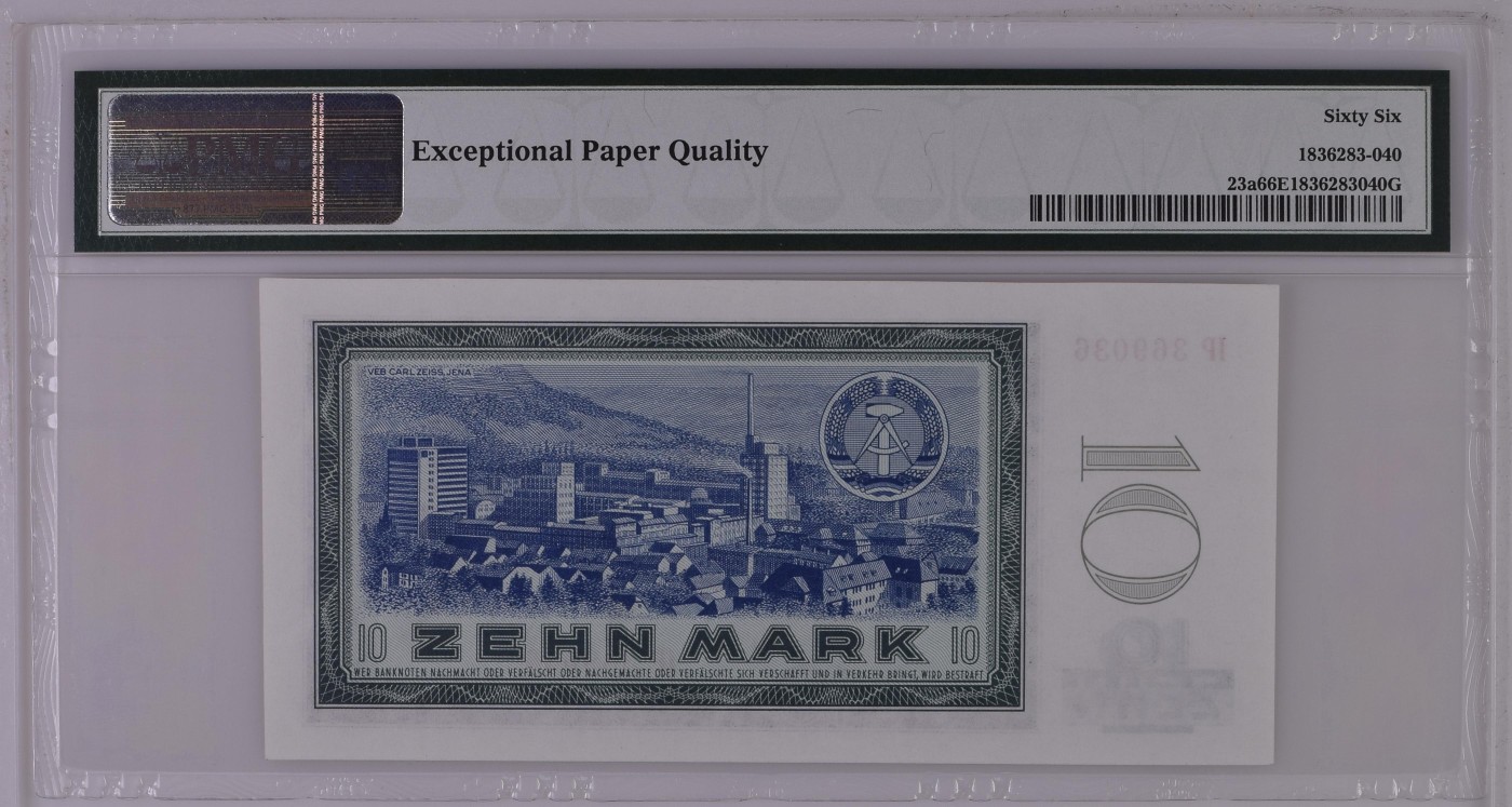 收藏联盟Quantum Auction 第278期拍卖  德国民主1964年10马克 PMG66 号码无457 诗人席勒