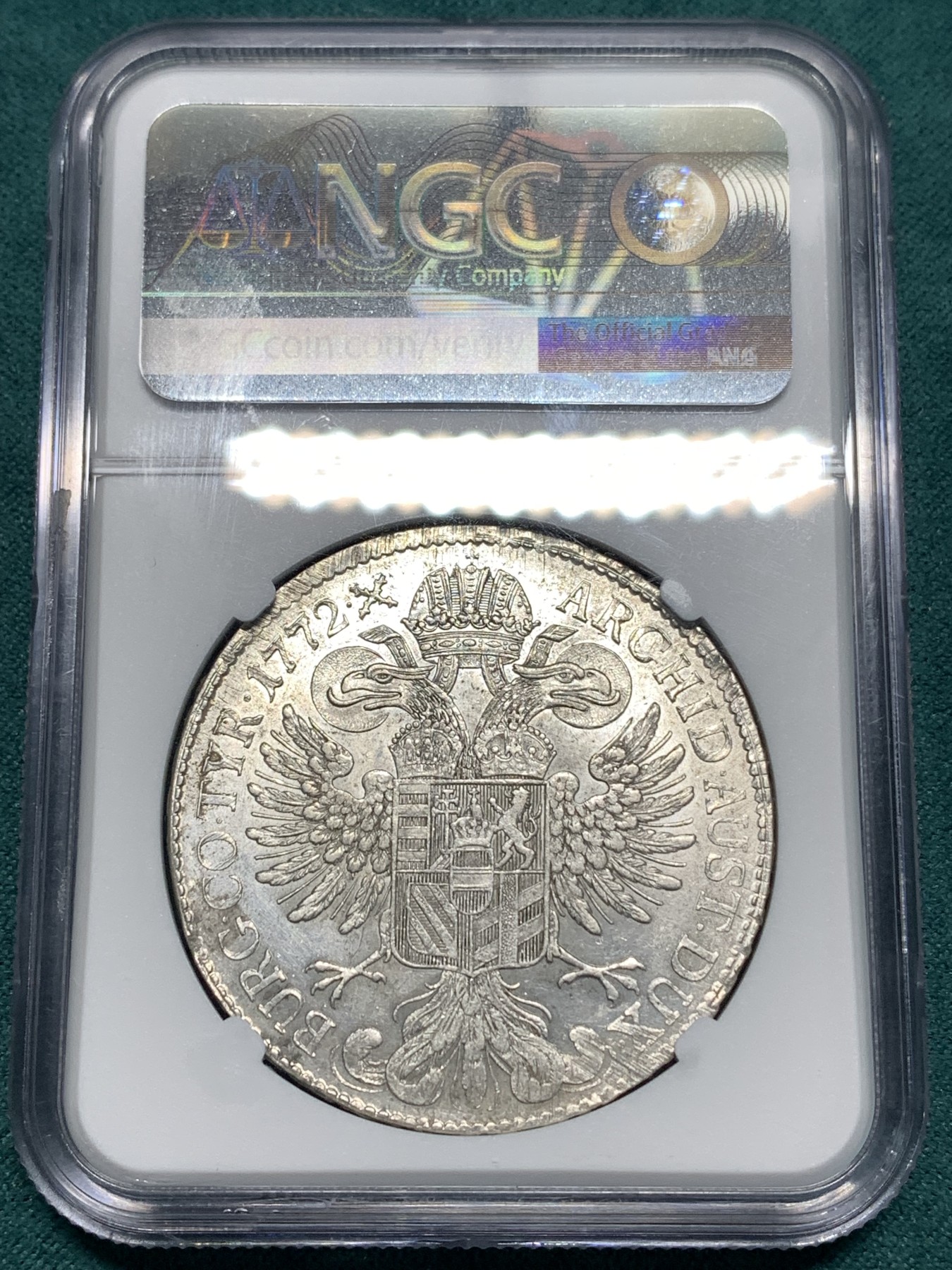 《竞宝斋》第185场-周日，周一 2场 (全场包邮) NGC UNC 奥匈帝国 奥地利 1772年 早期披纱版 大奶妈 泰勒 大银币 极少品种 最新昆克裸币 1800欧成交