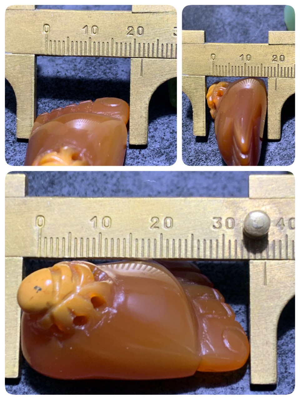 精美天然原皮糖料马达加斯加玛瑙俏色巧雕知足常乐吊坠(把件)一个，