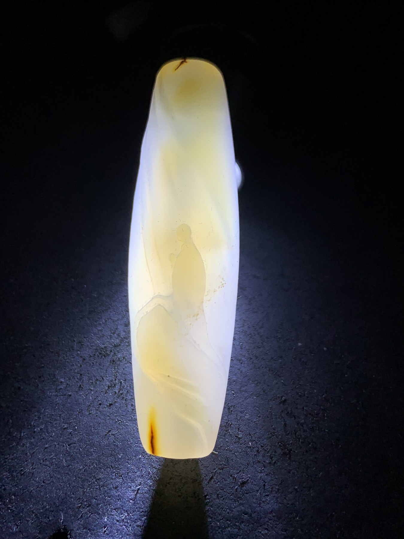 精美高玉化亚光海洋玉髓手工俏色巧雕登峰造极意境大桶珠一个！