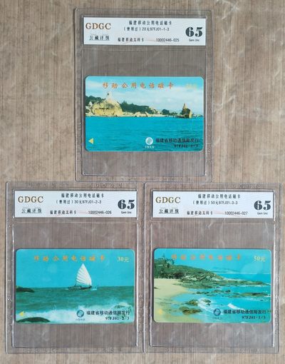 《卡拍》第246期拍卖汇总表（2023年8月5日22：20延时截拍，延时2分钟，限时专场） 福建太科卡《97FJ01 福建移动公用电话磁卡》三全旧卡，公藏评级65分。