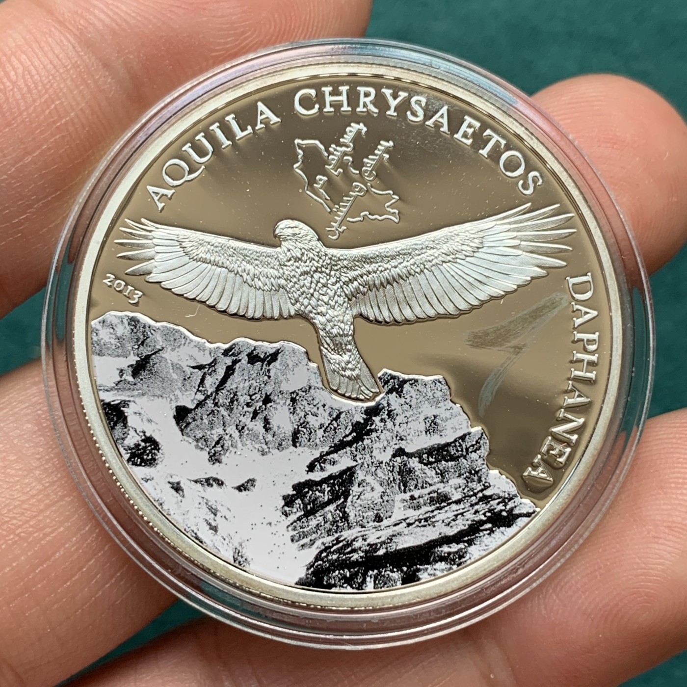 《竞宝斋》第186场-周日，周一 2场 (全场包邮) 蒙古 2013年 雄鹰 500图格里克 彩色银币 25克 925银