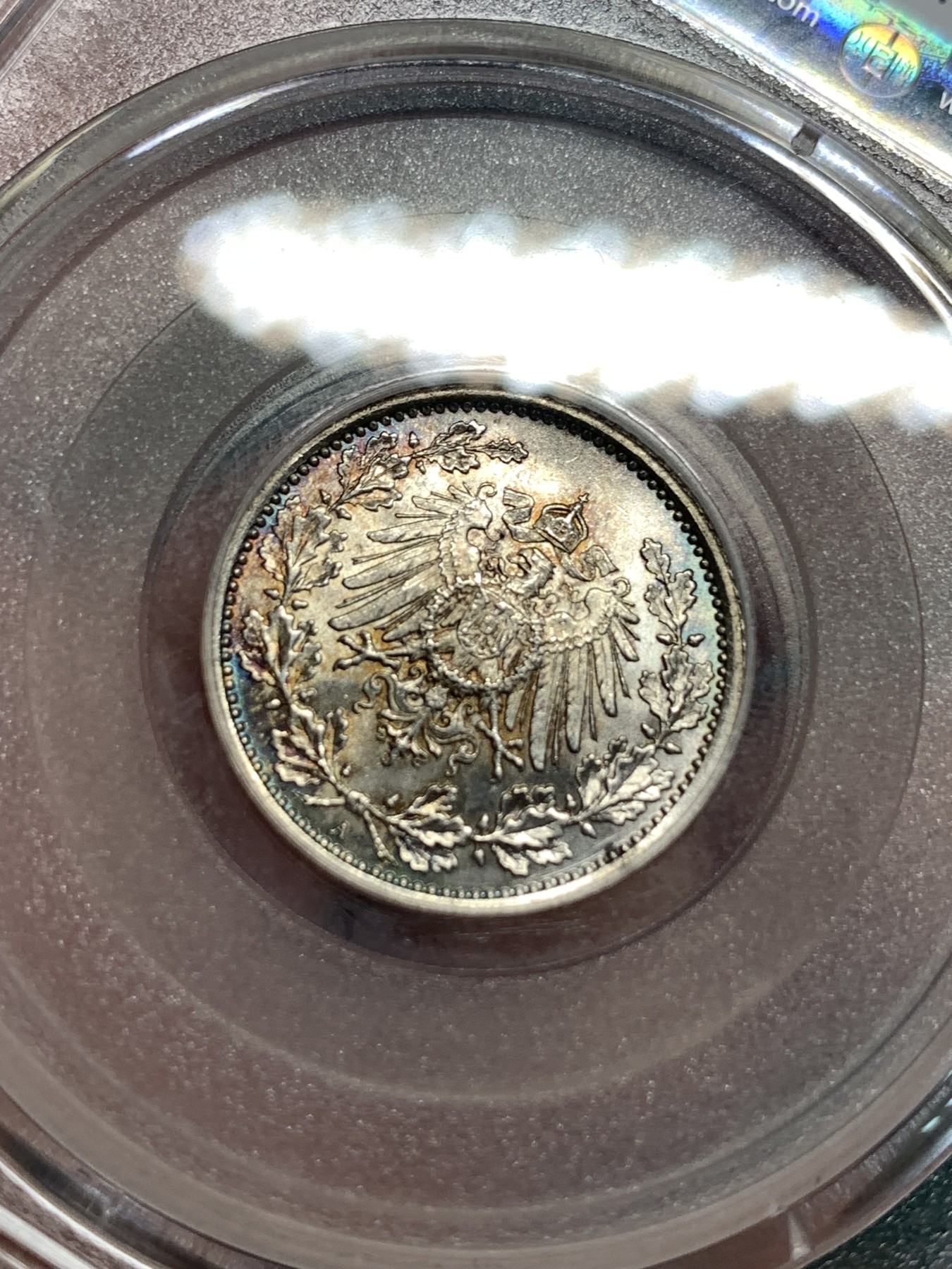 《竞宝斋》第186场-周日，周一 2场 (全场包邮) 公博 MS65 德国 1917年 1/2马克 绚丽五彩