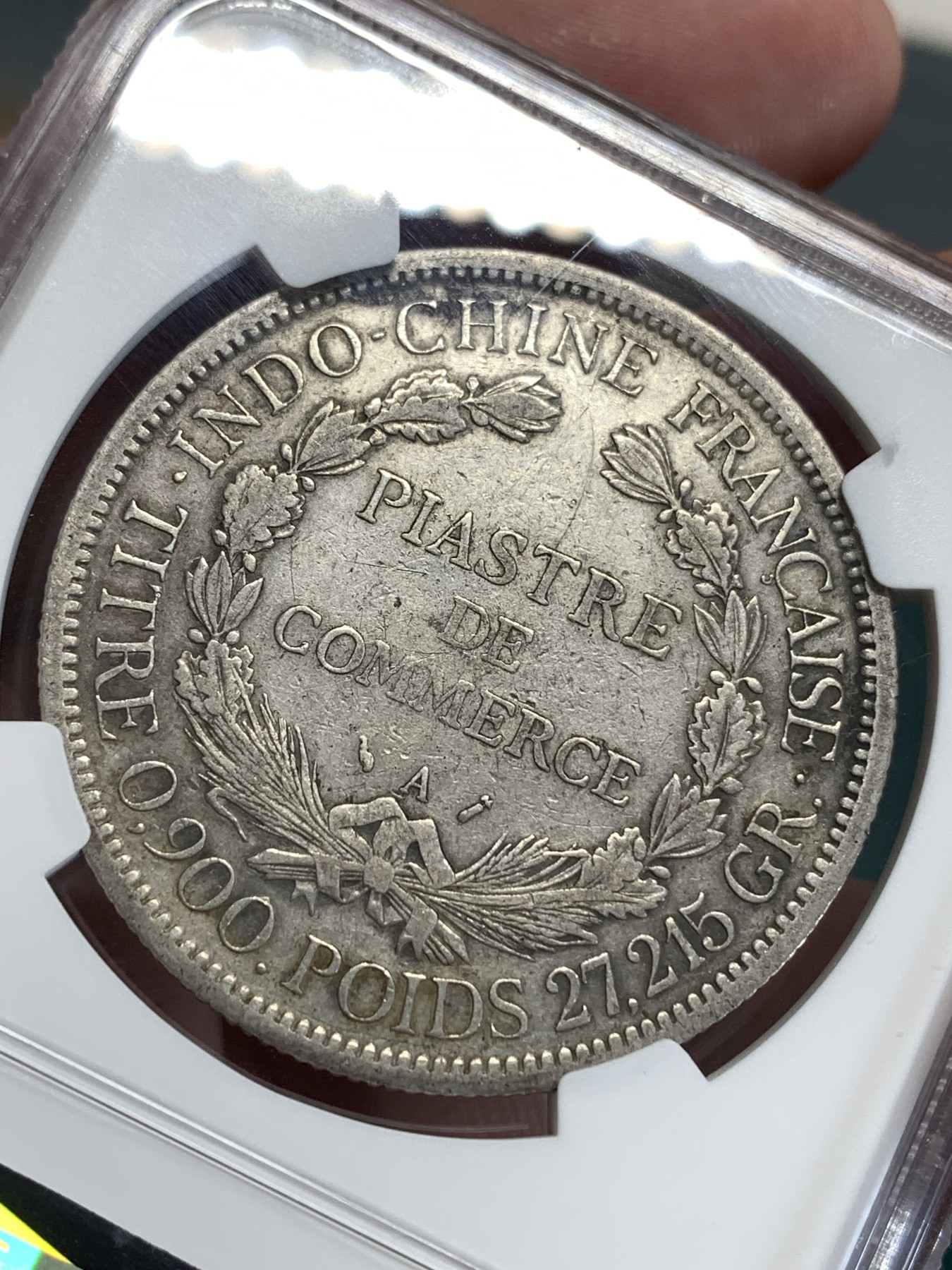 《竞宝斋》第186场-周日，周一 2场 (全场包邮) NGC-XF  法属印支 坐洋加重版 1895 1皮亚斯特 坐人银币