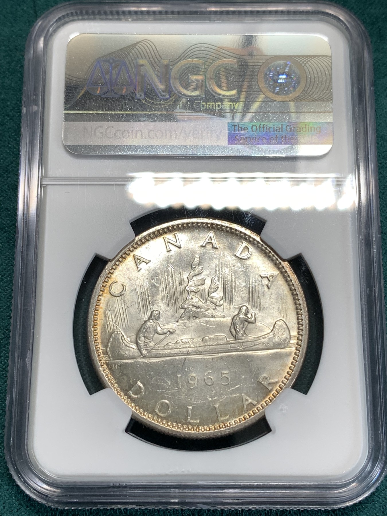 《竞宝斋》第186场-周日，周一 2场 (全场包邮) NGC MS63 1965年加拿大伊丽莎白二世划船大银币