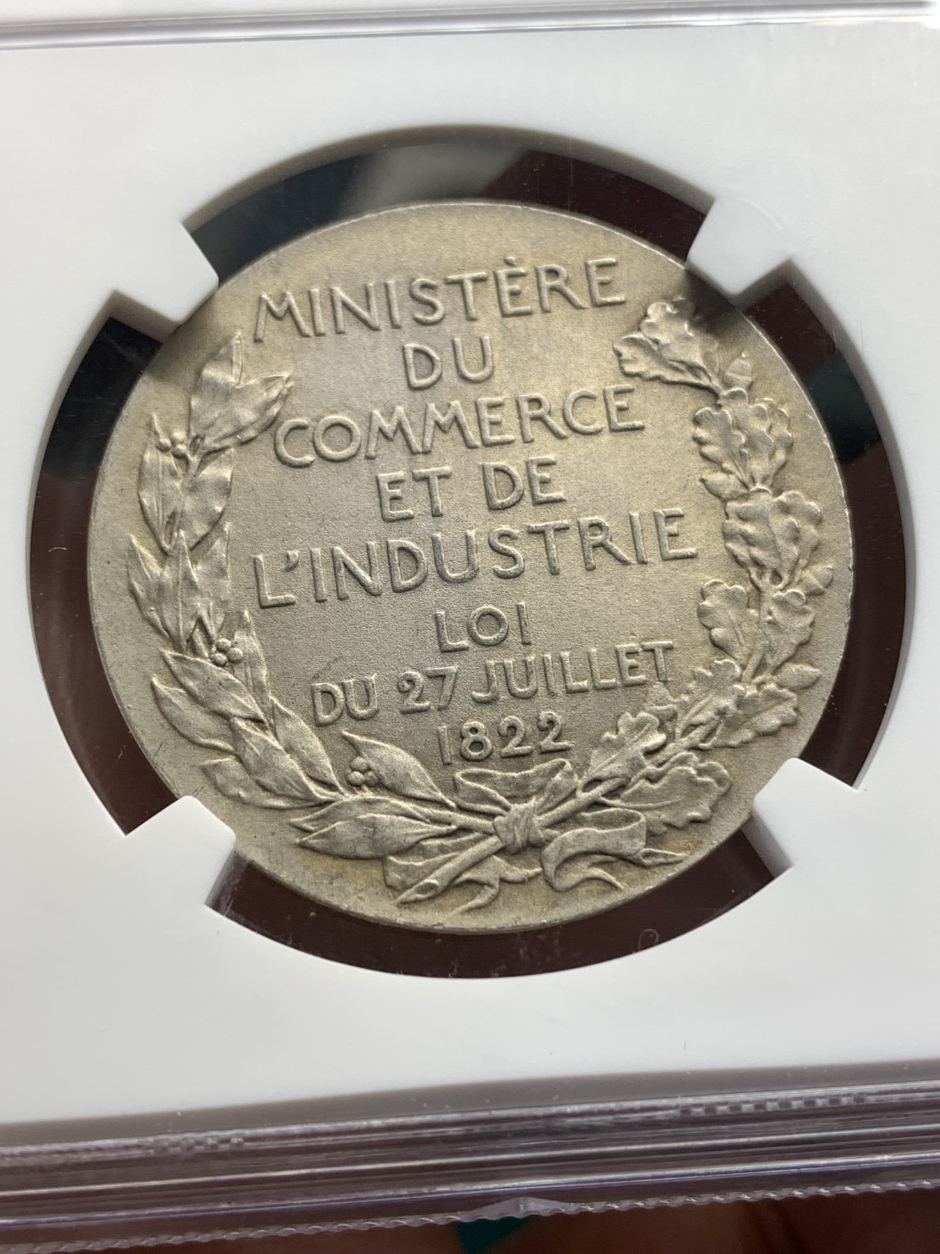 《竞宝斋》第186场-周日，周一 2场 (全场包邮) NGC MS61 法国 1822  高品 细节 小女神 银章 素材丰富 可藏