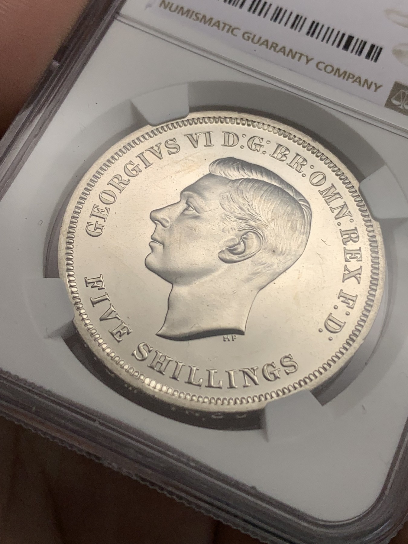 《竞宝斋》第186场-周日，周一 2场 (全场包邮) NGC-PL63 英国 1951年 1克朗 乔治六世 最后的马剑 镜面底板 品相好 非常靓