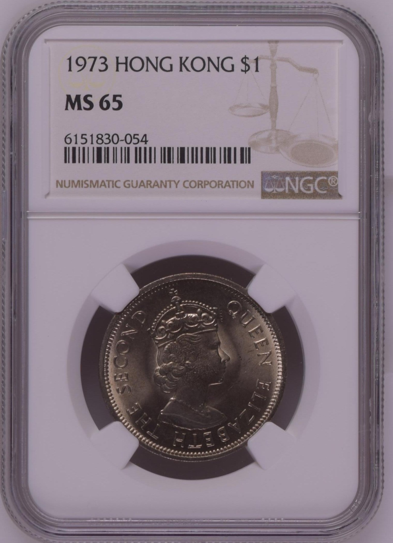 收藏联盟Quantum Auction 第278期拍卖  1973 HONG KONG    $1 NGC MS65