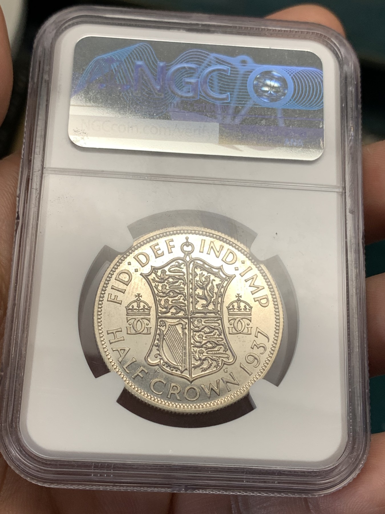 《竞宝斋》第186场-周日，周一 2场 (全场包邮) NGC PF66 英国1937年乔治六世精制镜面半克朗银币一枚