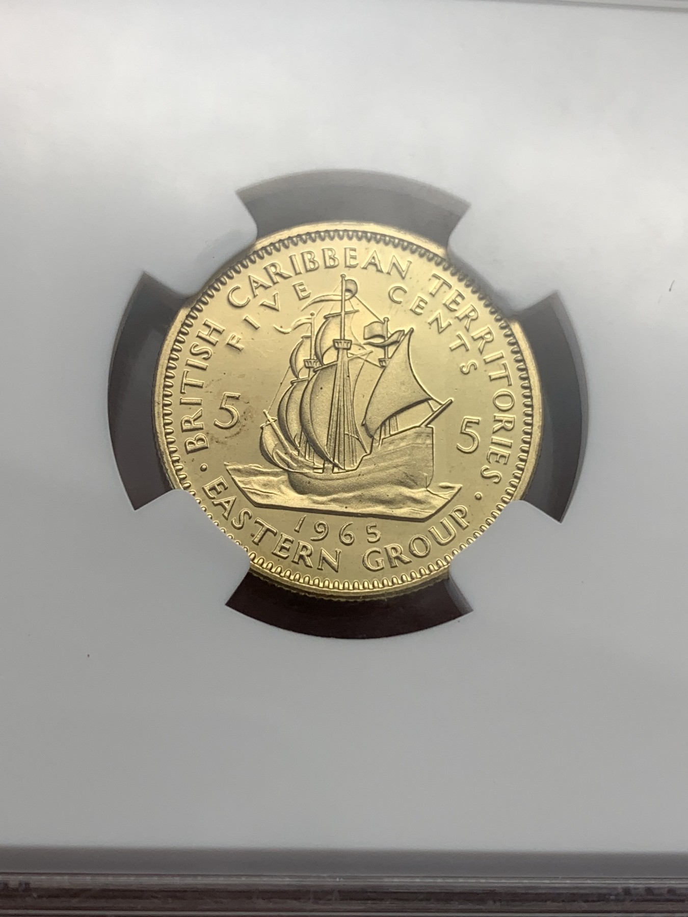 《竞宝斋》第186场-周日，周一 2场 (全场包邮) NGC-PF68UC英属东加勒比-精制女王-5 cent