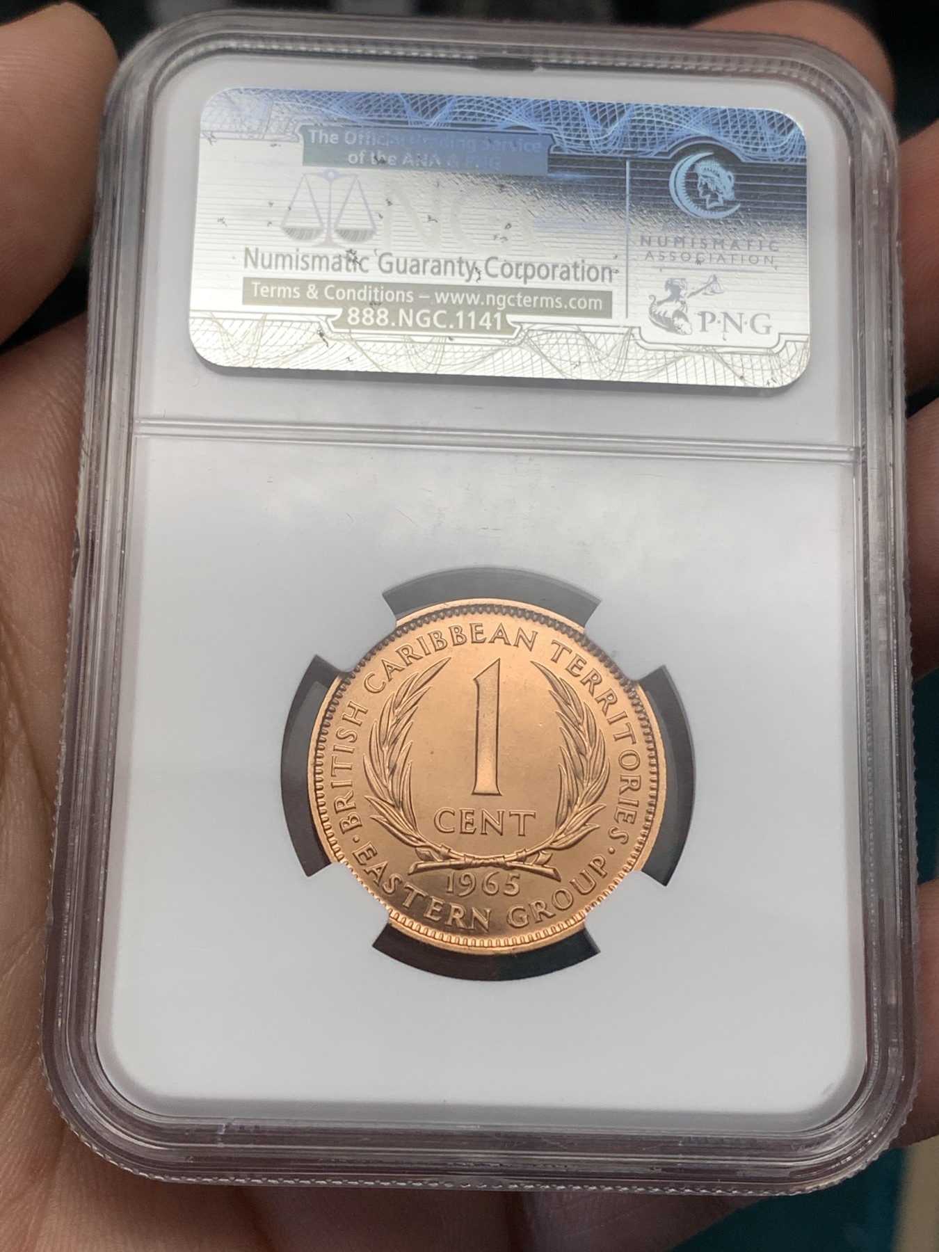 《竞宝斋》第186场-周日，周一 2场 (全场包邮) NGC-PF67RDUC 英属东加勒比-精制女王-1 cent