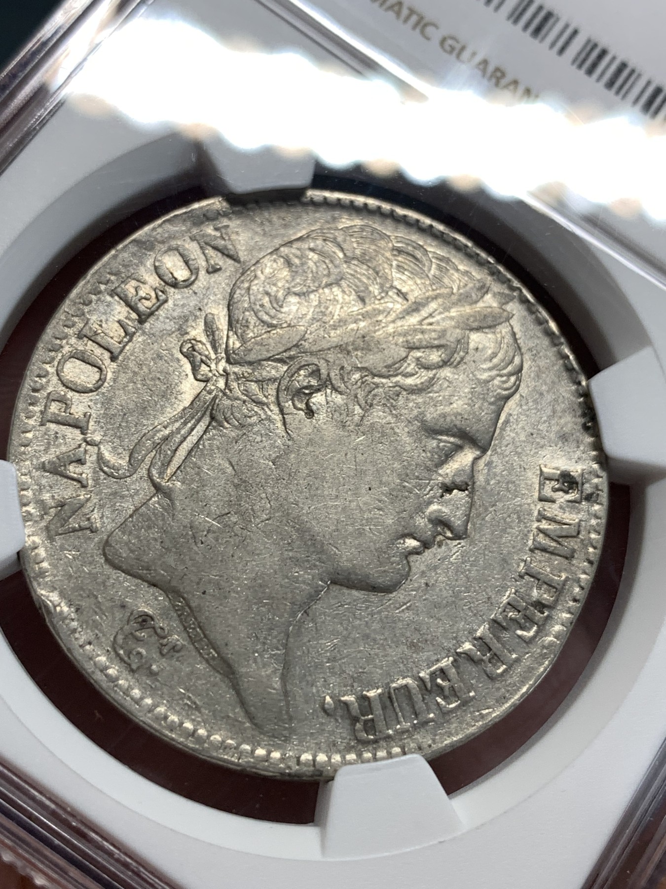 《竞宝斋》第186场-周日，周一 2场 (全场包邮) NGC VF 法国1808年 拿破仑一世 5法郎银币 不多的年份 B厂也少见