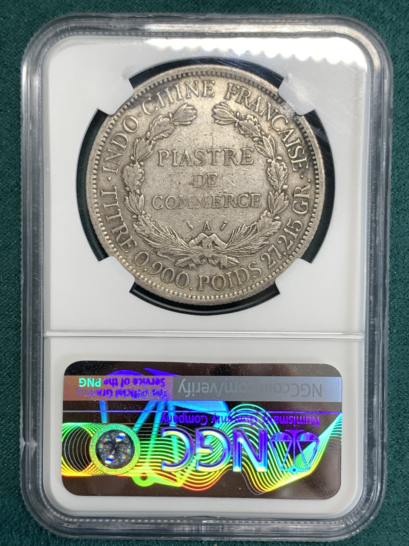 《竞宝斋》第186场-周日，周一 2场 (全场包邮) NGC-XF  法属印支 坐洋加重版 1895 1皮亚斯特 坐人银币