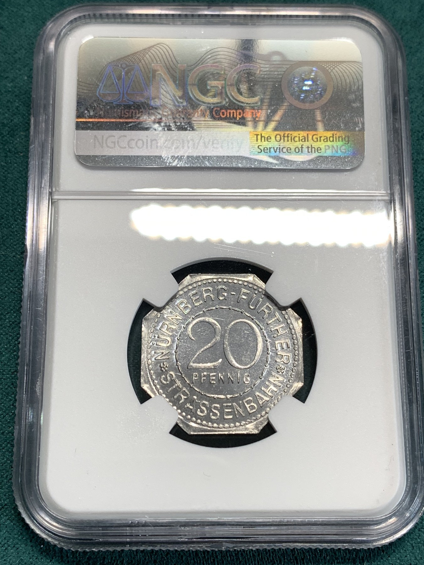 《竞宝斋》第186场-周日，周一 2场 (全场包邮) NGC MS63 德国1920纽伦堡20P紧急状态币 高分 人像好