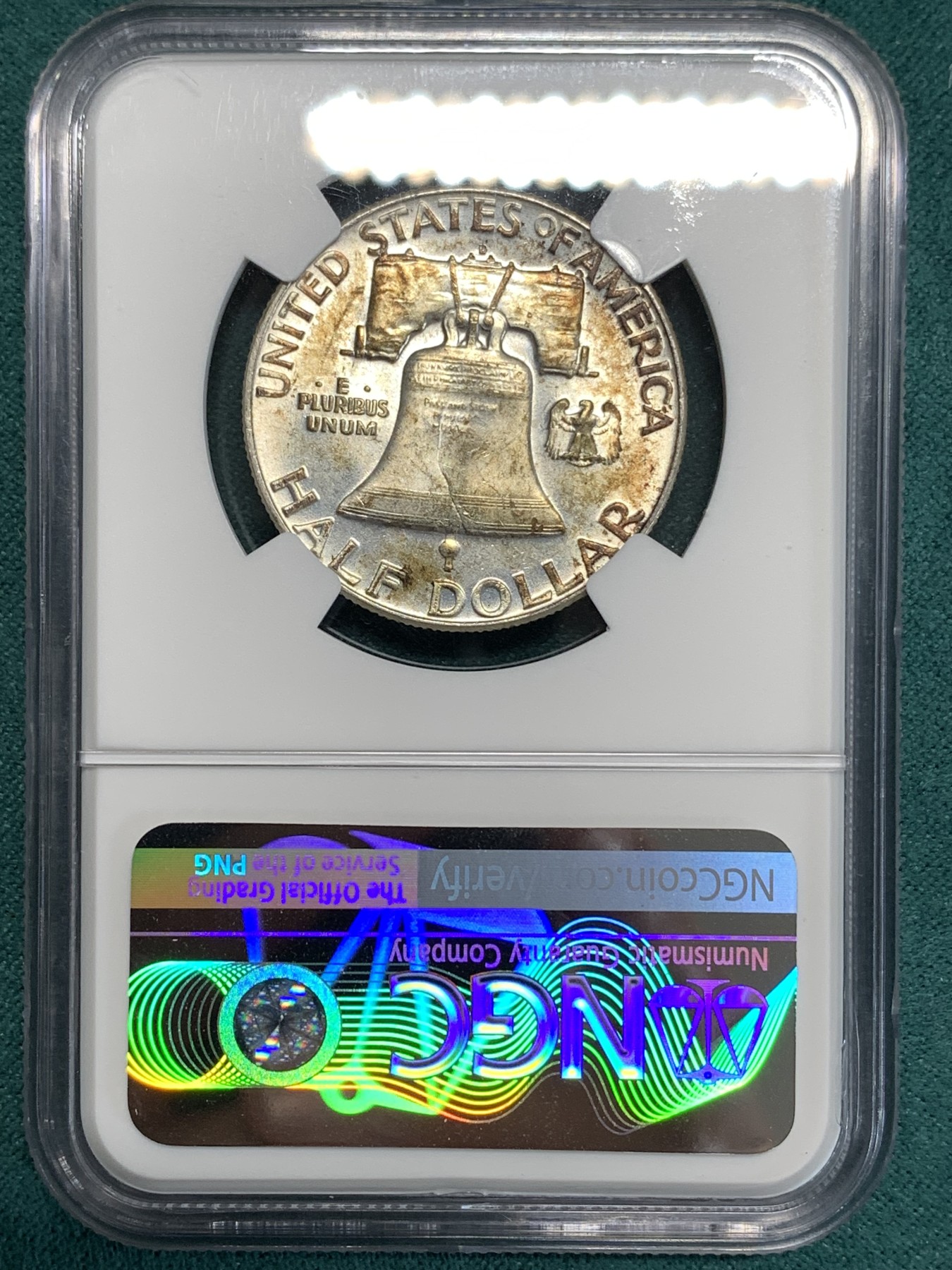 《竞宝斋》第186场-周日，周一 2场 (全场包邮) NGC MS65 1963年D版美国富兰克林50分，普制版本上65分很难得