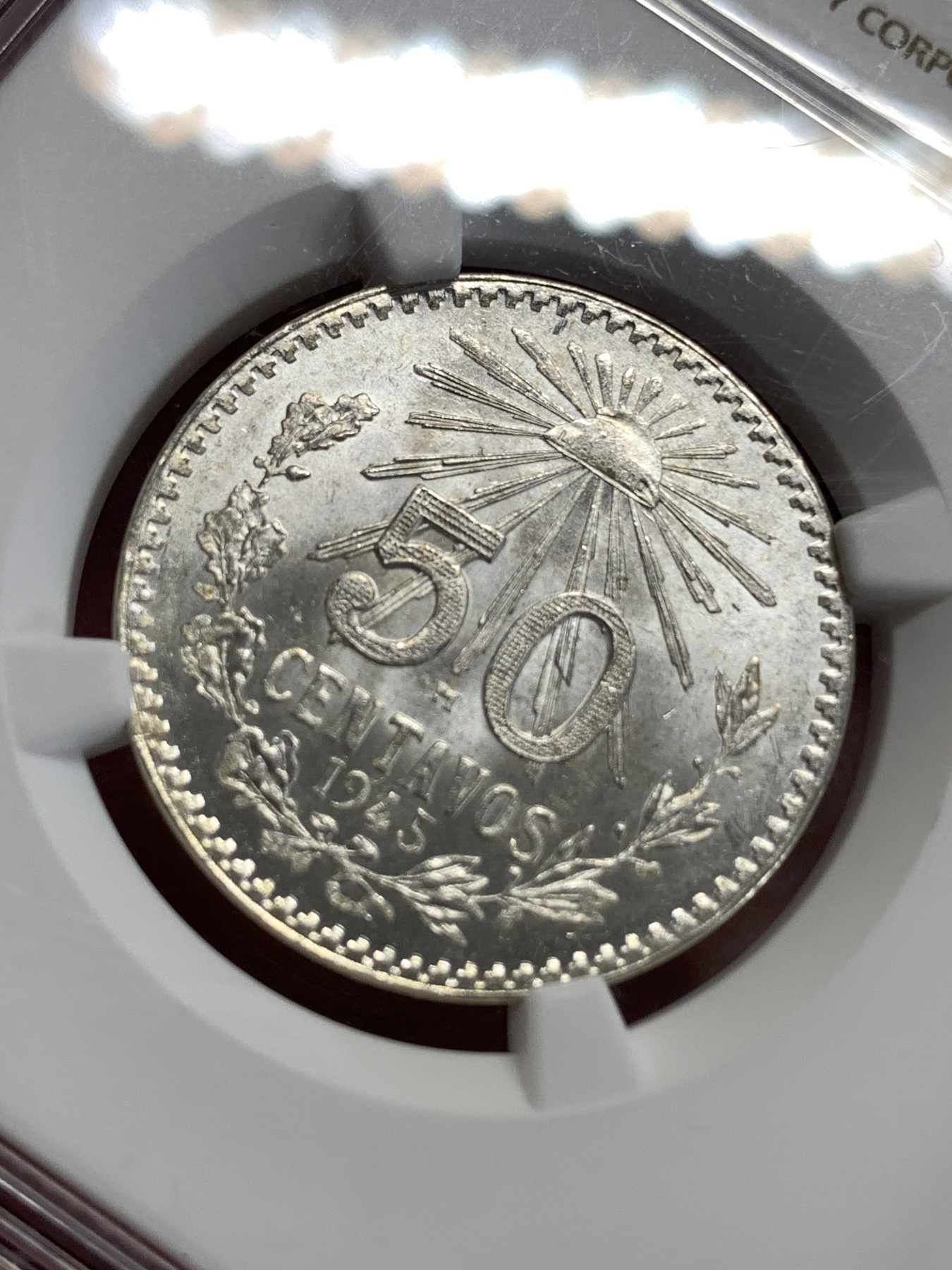 《竞宝斋》第186场-周日，周一 2场 (全场包邮) NGC-MS66 墨西哥50C-1945年M版