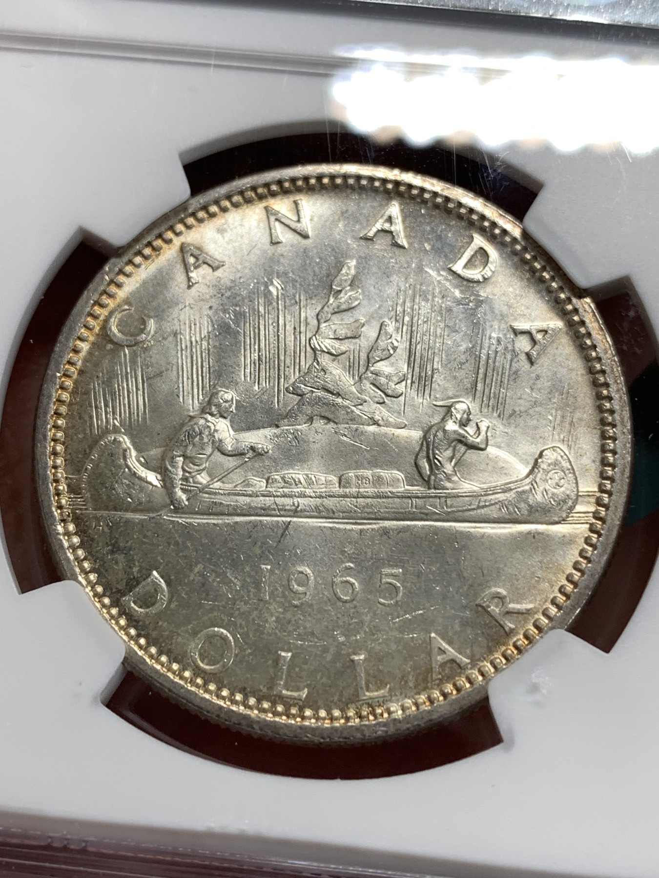 《竞宝斋》第186场-周日，周一 2场 (全场包邮) NGC MS63 1965年加拿大伊丽莎白二世划船大银币