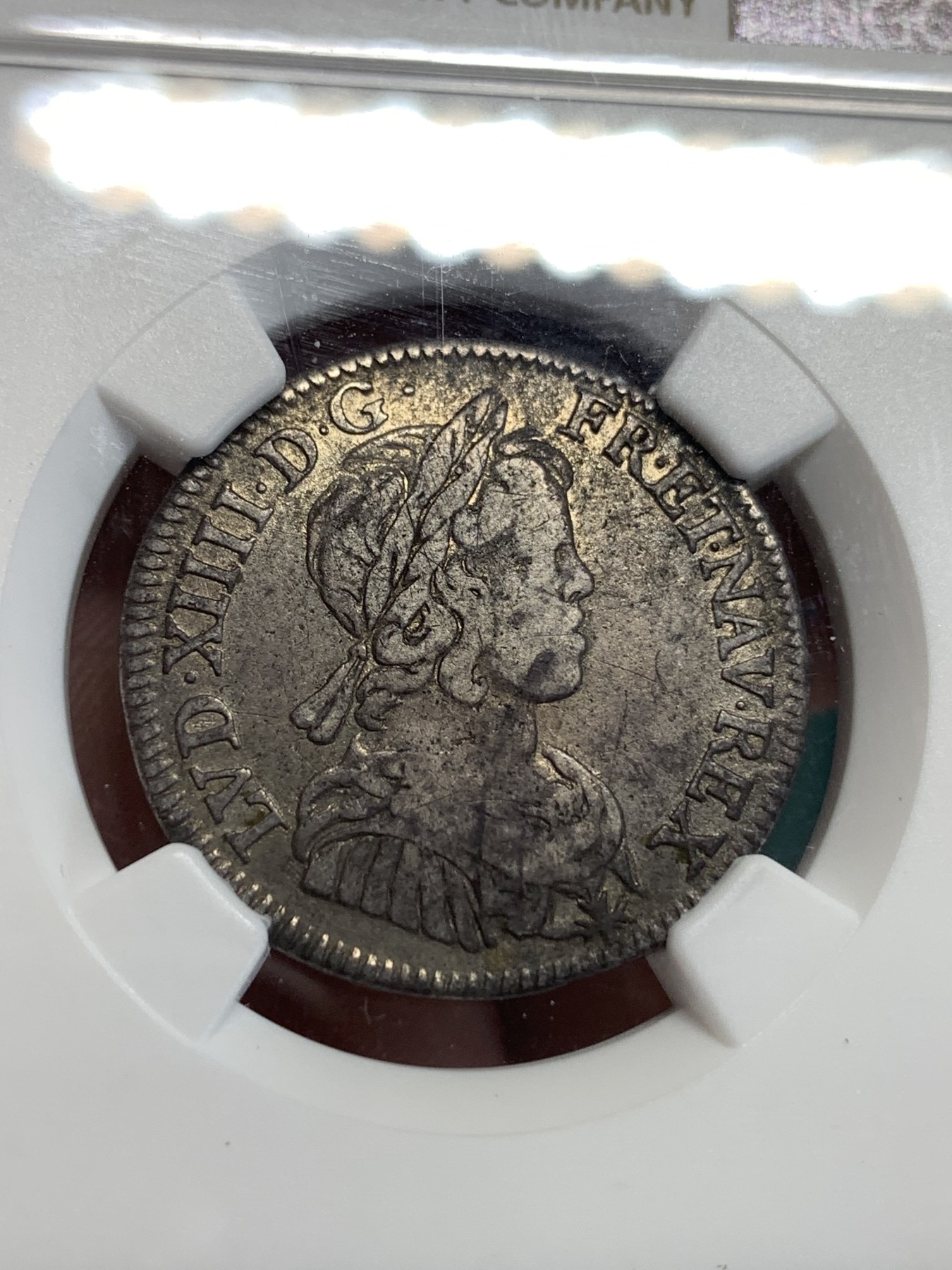 《竞宝斋》第186场-周日，周一 2场 (全场包邮) NGC VF 法国路易十四1643 首年版1/4埃居银币 极少见