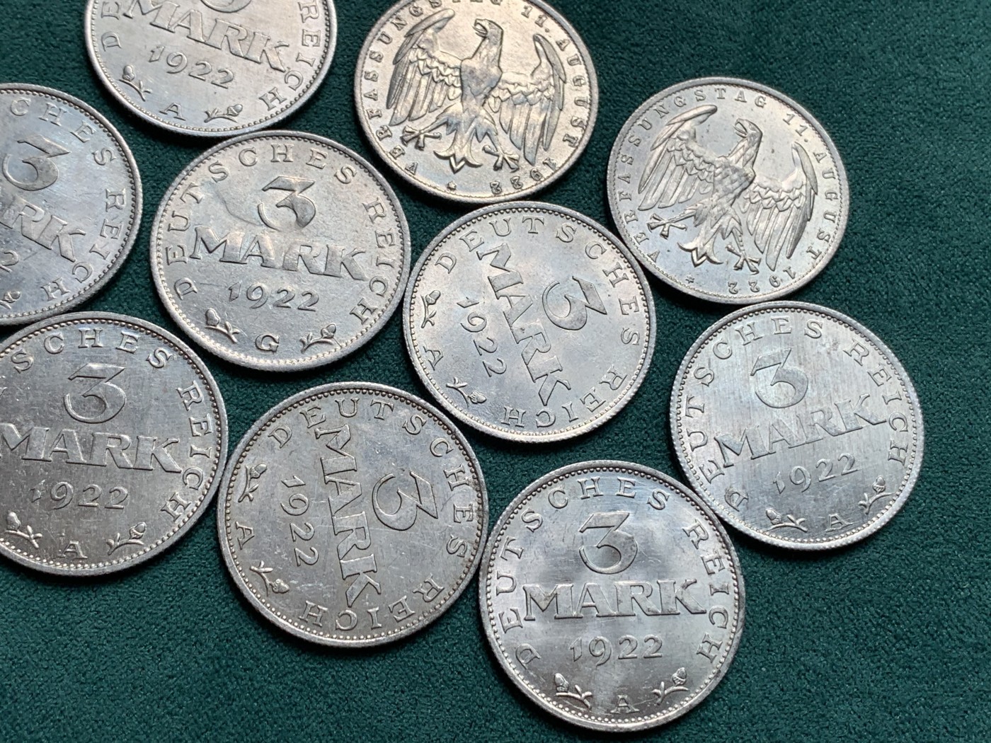 《竞宝斋》第186场-周日，周一 2场 (全场包邮) 德国 3马克 铝币 10枚一组