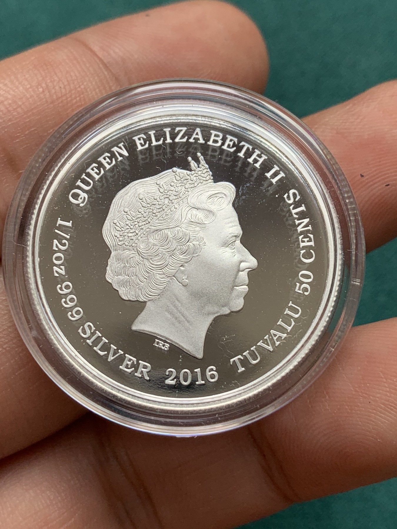 《竞宝斋》第186场-周日，周一 2场 (全场包邮) 图瓦卢2016年美人鱼50分彩色精制银币