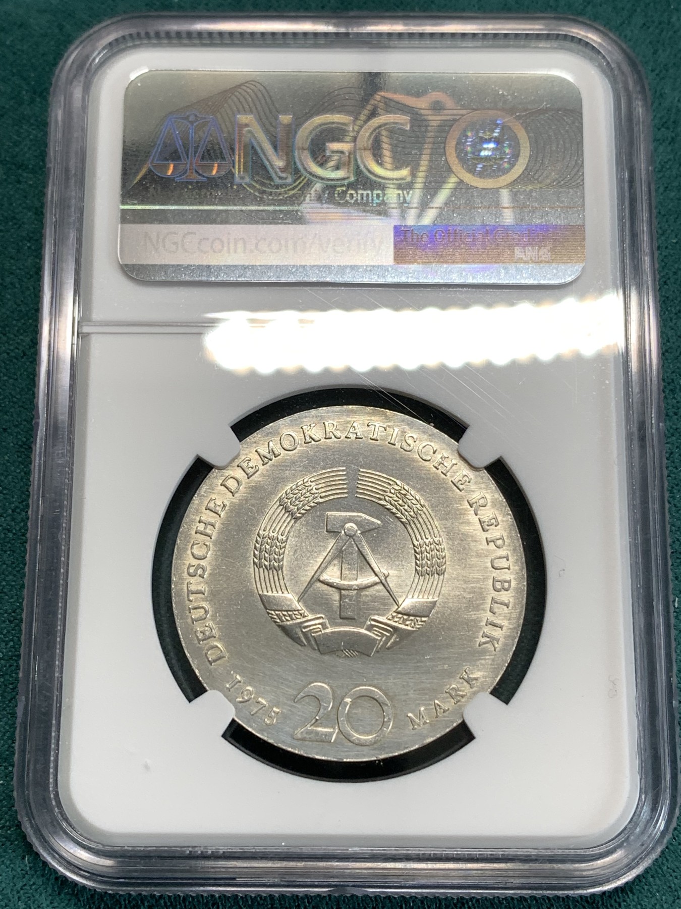 《竞宝斋》第186场-周日，周一 2场 (全场包邮) NGC UNC 德国 东德 巴赫逝世 225 周年纪念 20马克银币