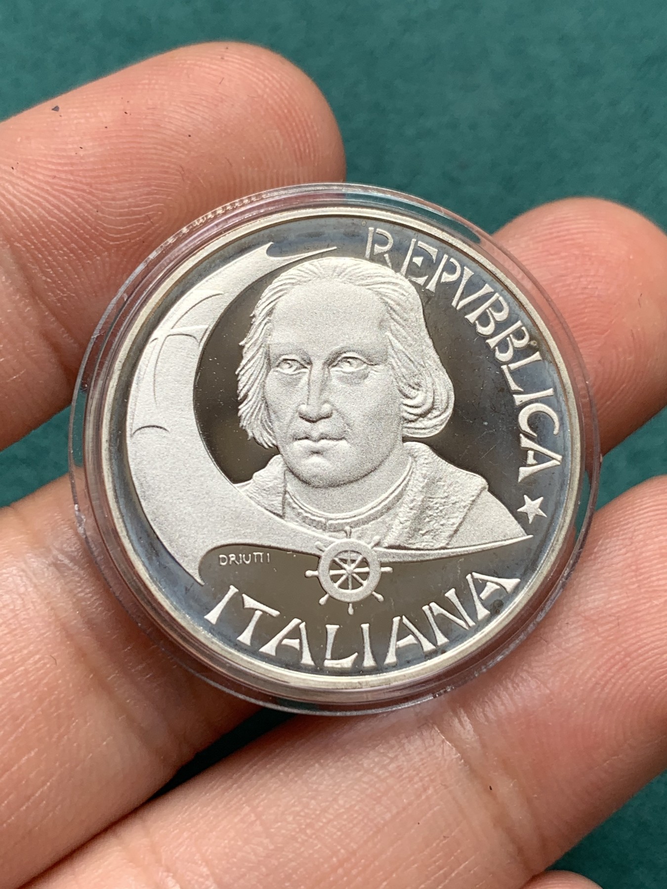 《竞宝斋》第186场-周日，周一 2场 (全场包邮) 原盒证书意大利1992年500里 拉哥伦布发现美洲纪念精制银币