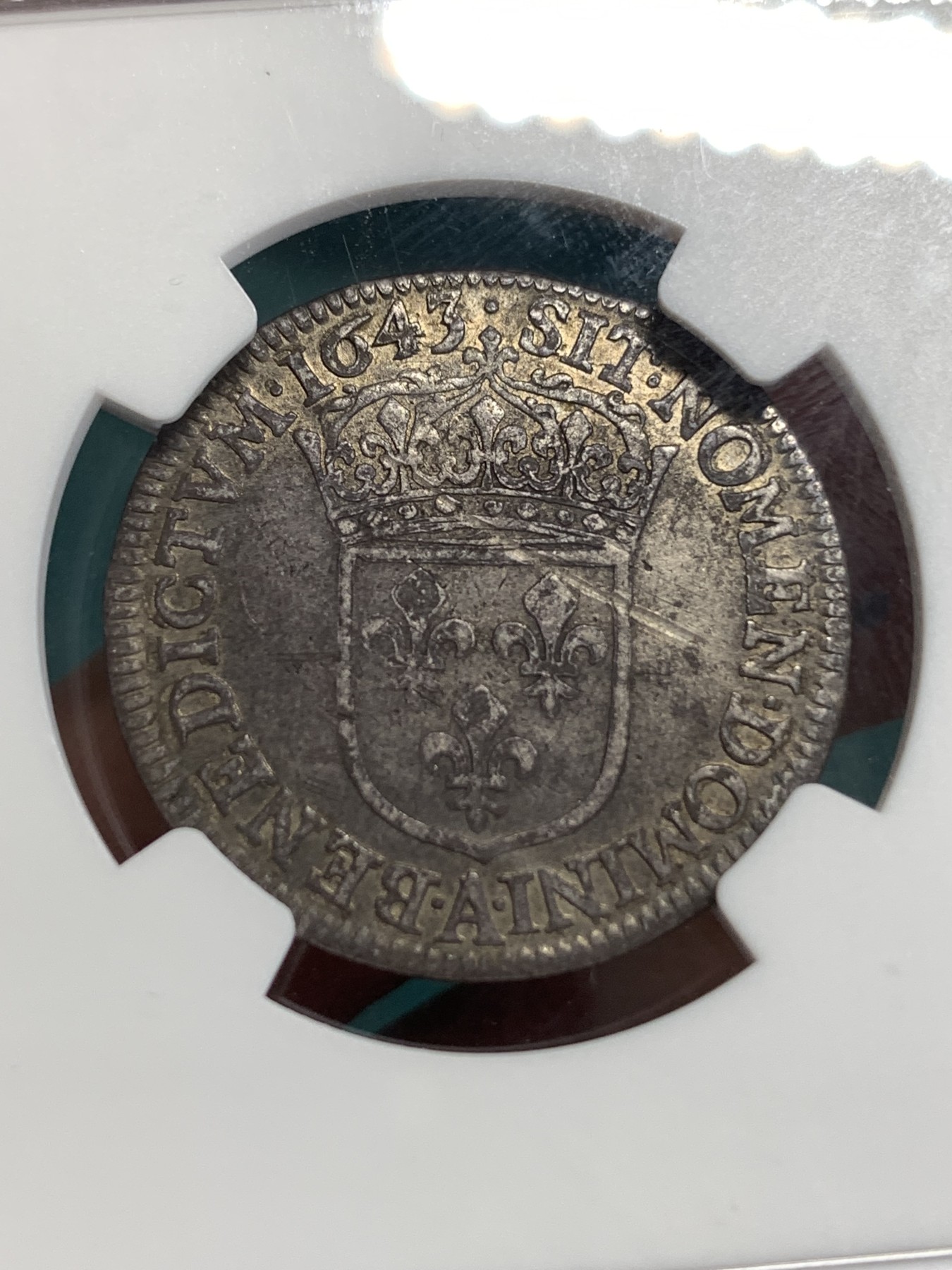 《竞宝斋》第186场-周日，周一 2场 (全场包邮) NGC VF 法国路易十四1643 首年版1/4埃居银币 极少见