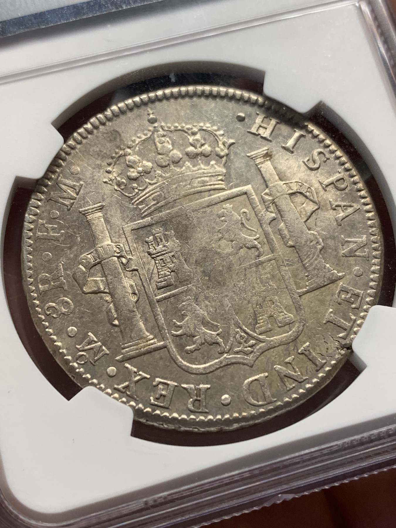 《竞宝斋》第186场-周日，周一 2场 (全场包邮) NGC-MS61 西属墨西哥 卡四 双柱 1798 MO FM 8瑞尔 大银币 外拍疯涨