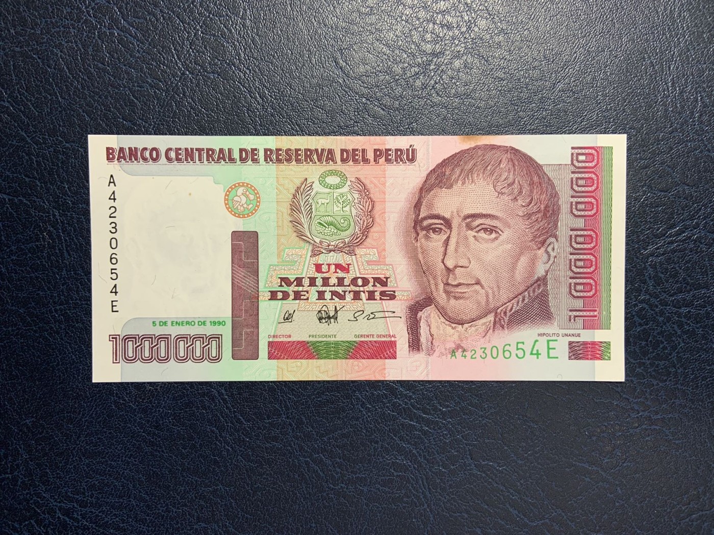 收藏联盟Quantum Auction 第278期拍卖  秘鲁1990年100000印蒂 品相UNC- 次高面值