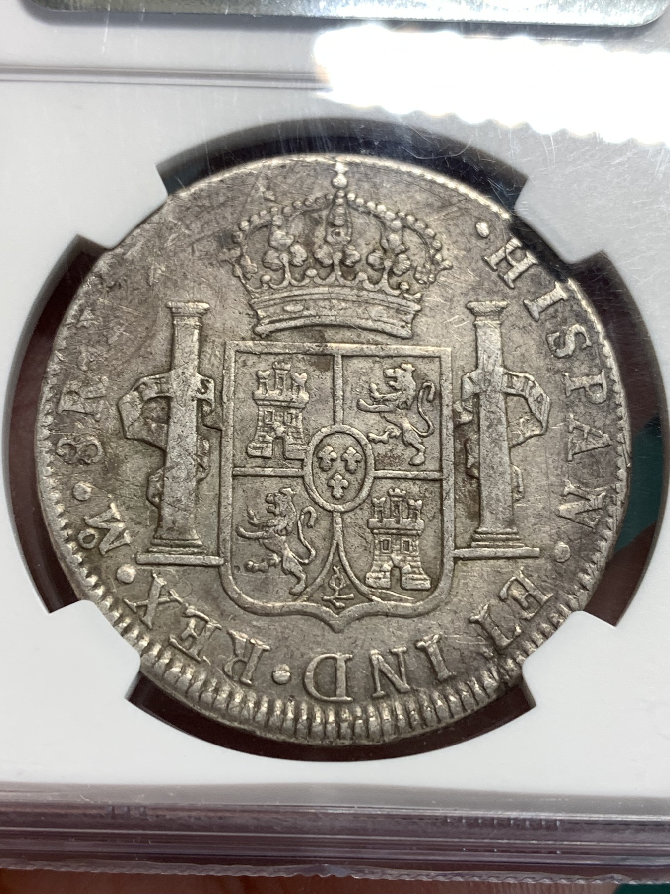 《竞宝斋》第186场-周日，周一 2场 (全场包邮) NGC–XF 墨西哥 1817年 费迪南七世 双柱大银币