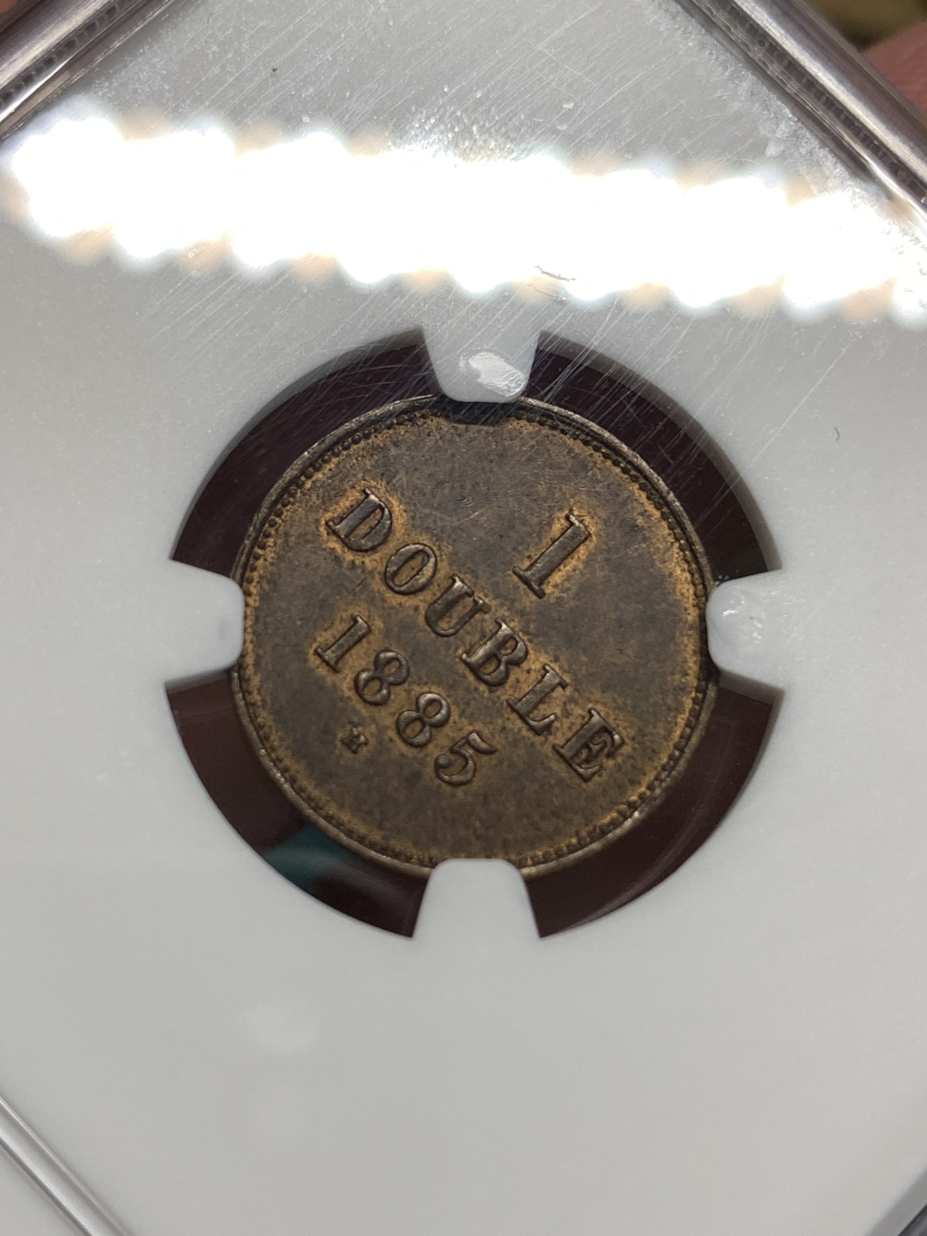 《竞宝斋》第186场-周日，周一 2场 (全场包邮) NGC MS62BN 1885年根西1D铜币，品相精美，维多利亚时期的好品少见