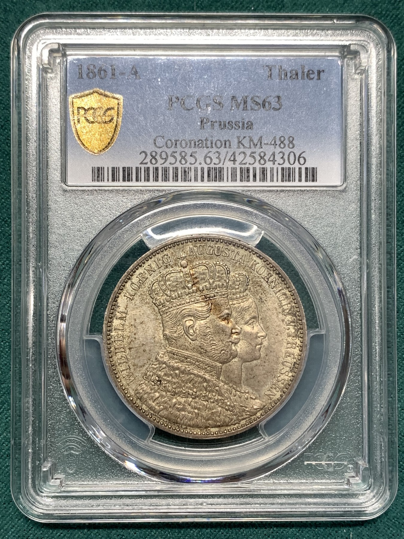 《竞宝斋》第186场-周日，周一 2场 (全场包邮) PCGS MS63 1861年德国毛衣泰勒 原味 原光 状态币 光度状态一流
