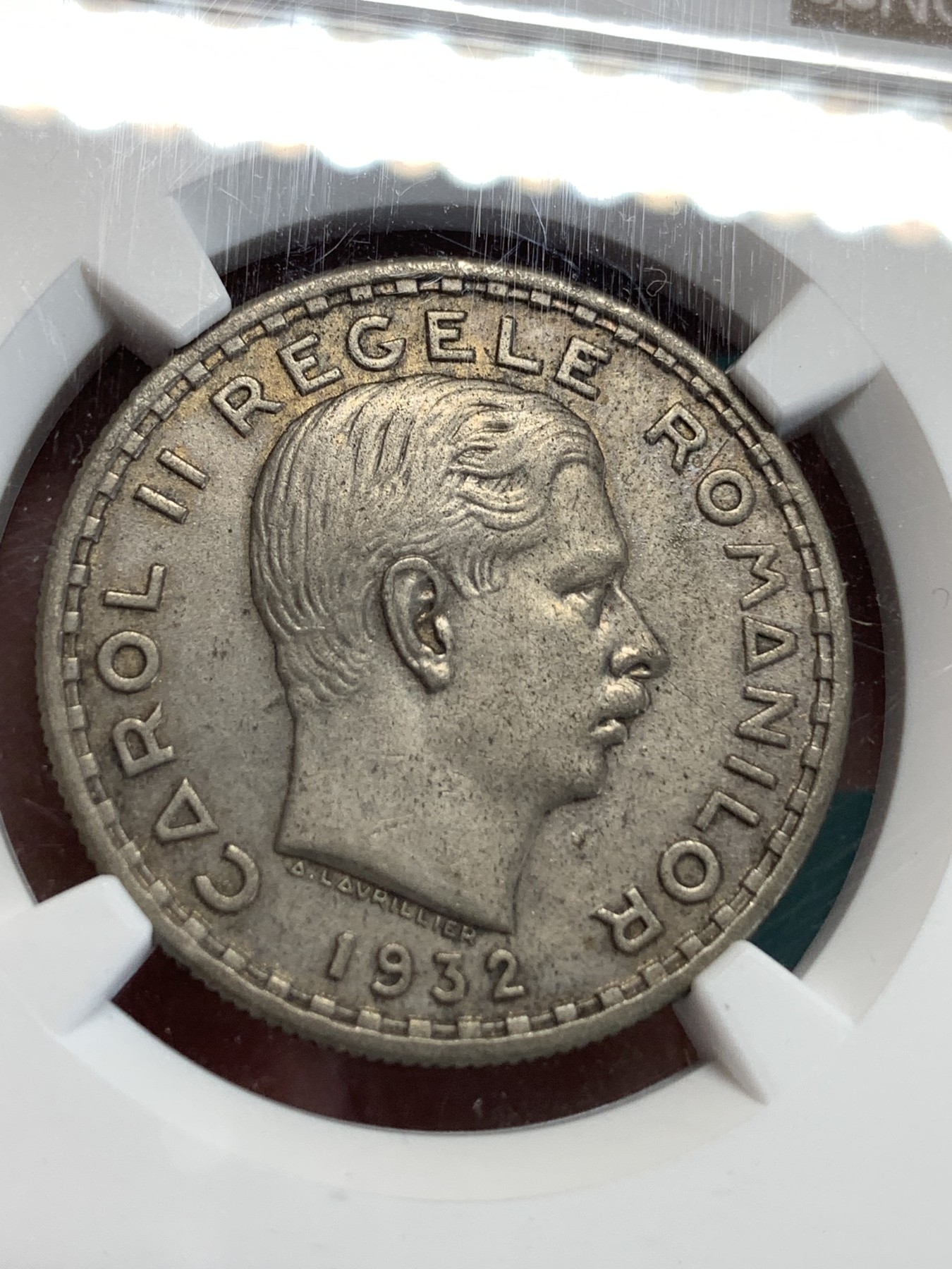 《竞宝斋》第186场-周日，周一 2场 (全场包邮) NGC AU 罗马尼亚 1932年 100L 银币 不多见