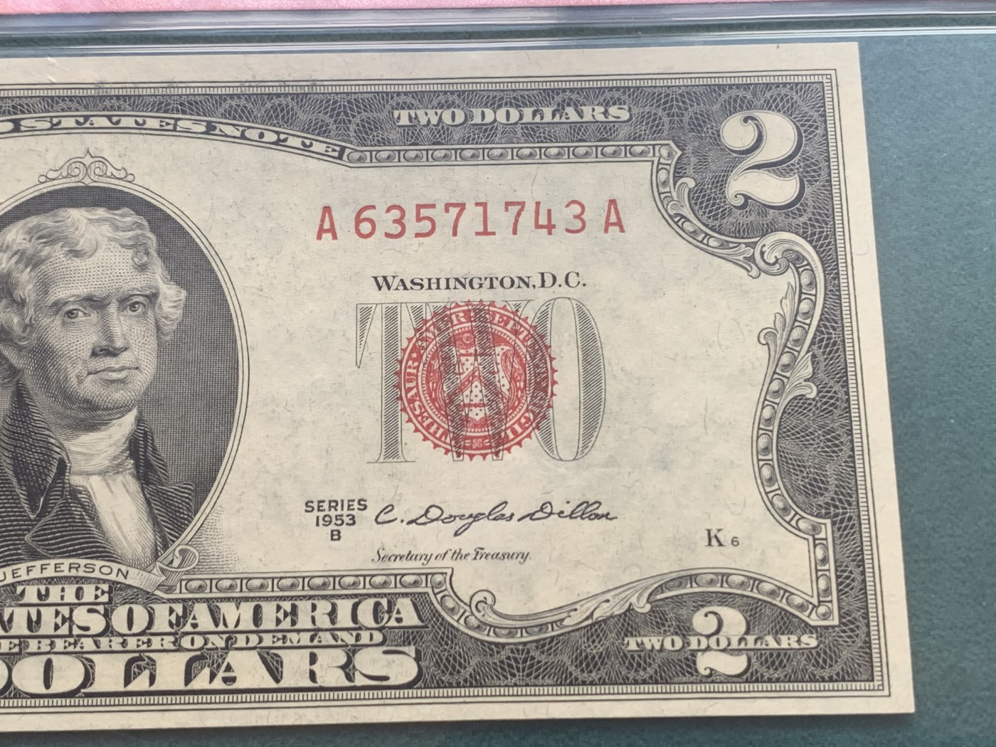 《竞宝斋》第186场-周日，周一 2场 (全场包邮) 1953年2美元B版 红库印 AA冠号 爱藏64