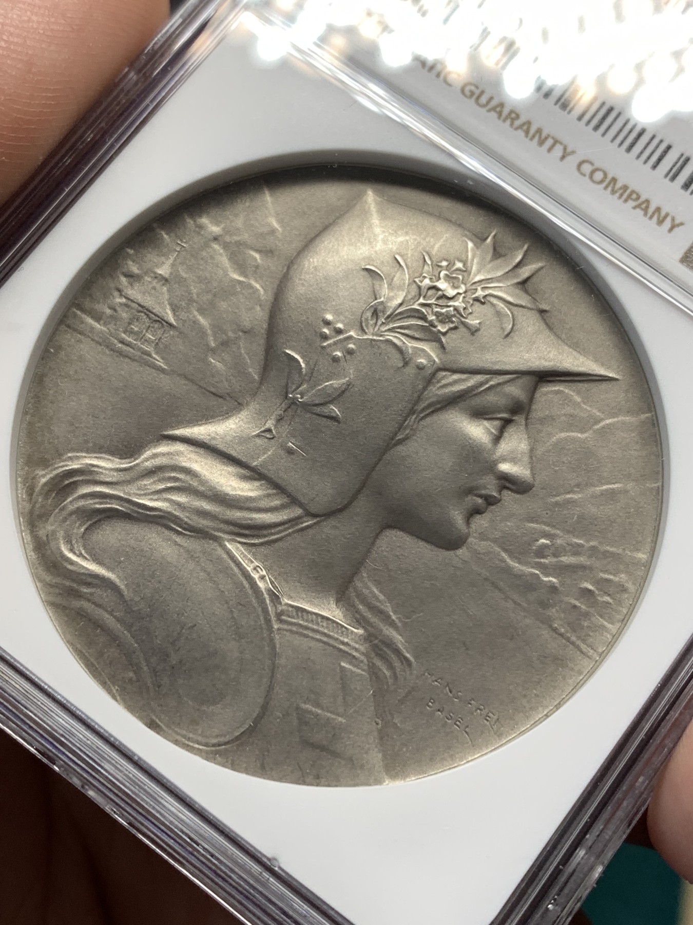 《竞宝斋》第186场-周日，周一 2场 (全场包邮) NGC-MS64 1901年卢塞恩瑞士射击节银章  高分好品相的射击节奖章比较难得 加厚盒装