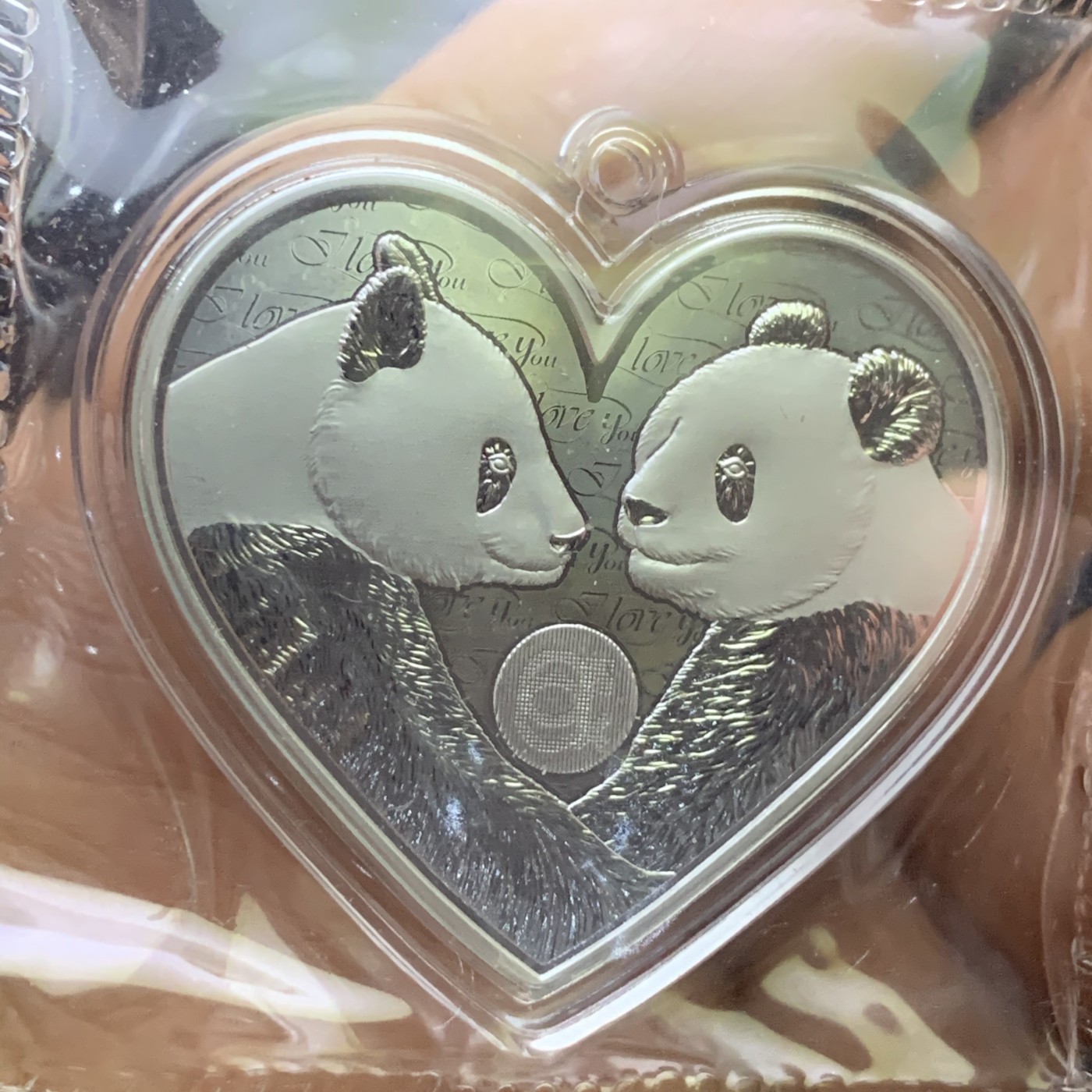 《竞宝斋》第186场-周日，周一 2场 (全场包邮) 中国 2019 天使丘比特 爱情熊猫 心型银章  999银25克 带编号 N可评级