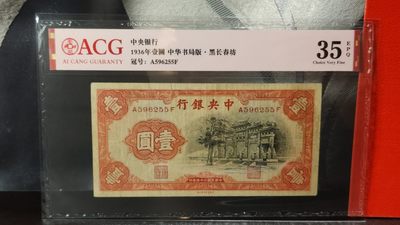 每日随心拍017 <民国币> - 中央银行 1936年壹圆牌坊  中华书局版·黑长春坊 冠号：A596255F  ACG35E