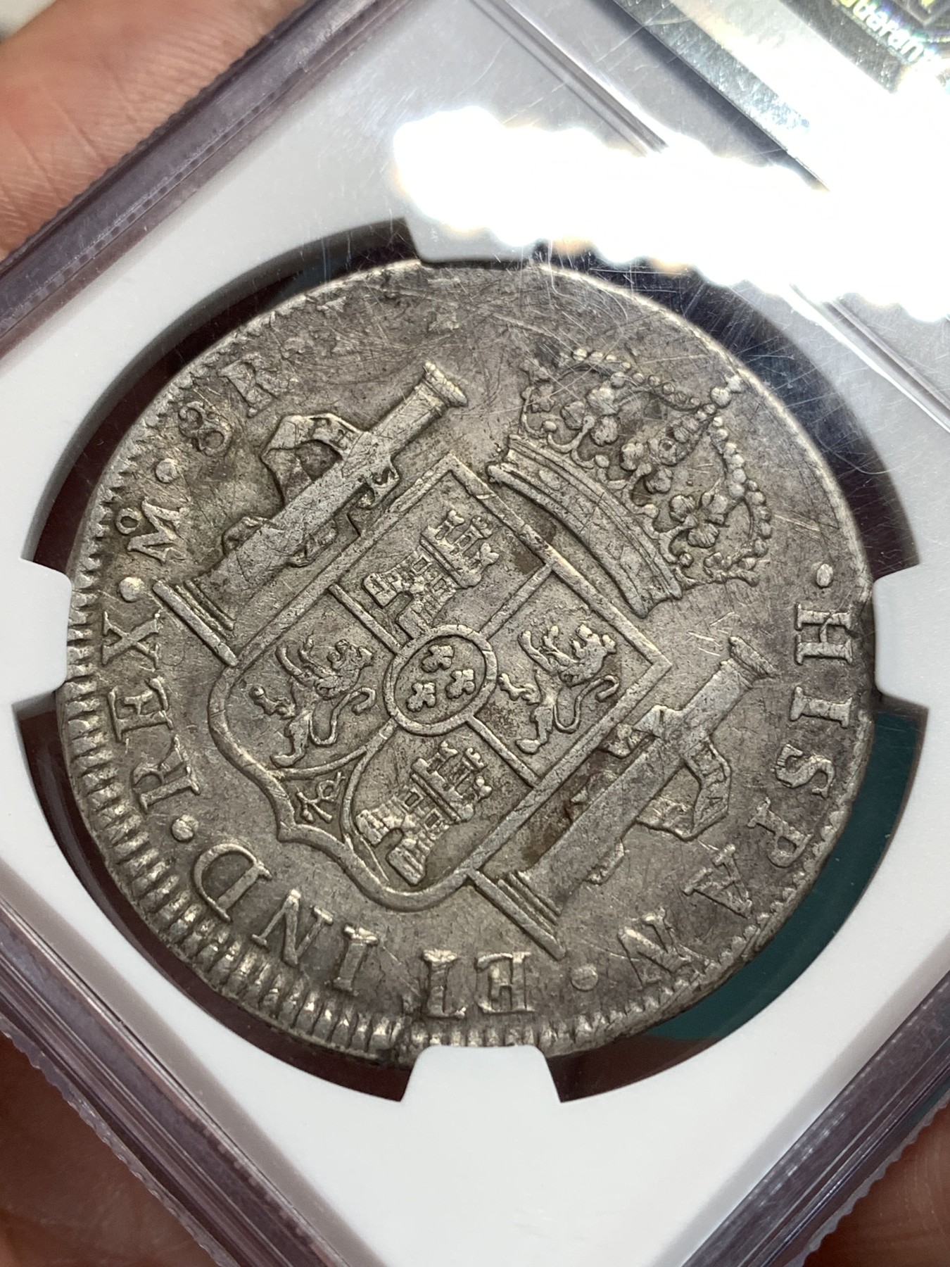 《竞宝斋》第186场-周日，周一 2场 (全场包邮) NGC–XF 墨西哥 1817年 费迪南七世 双柱大银币