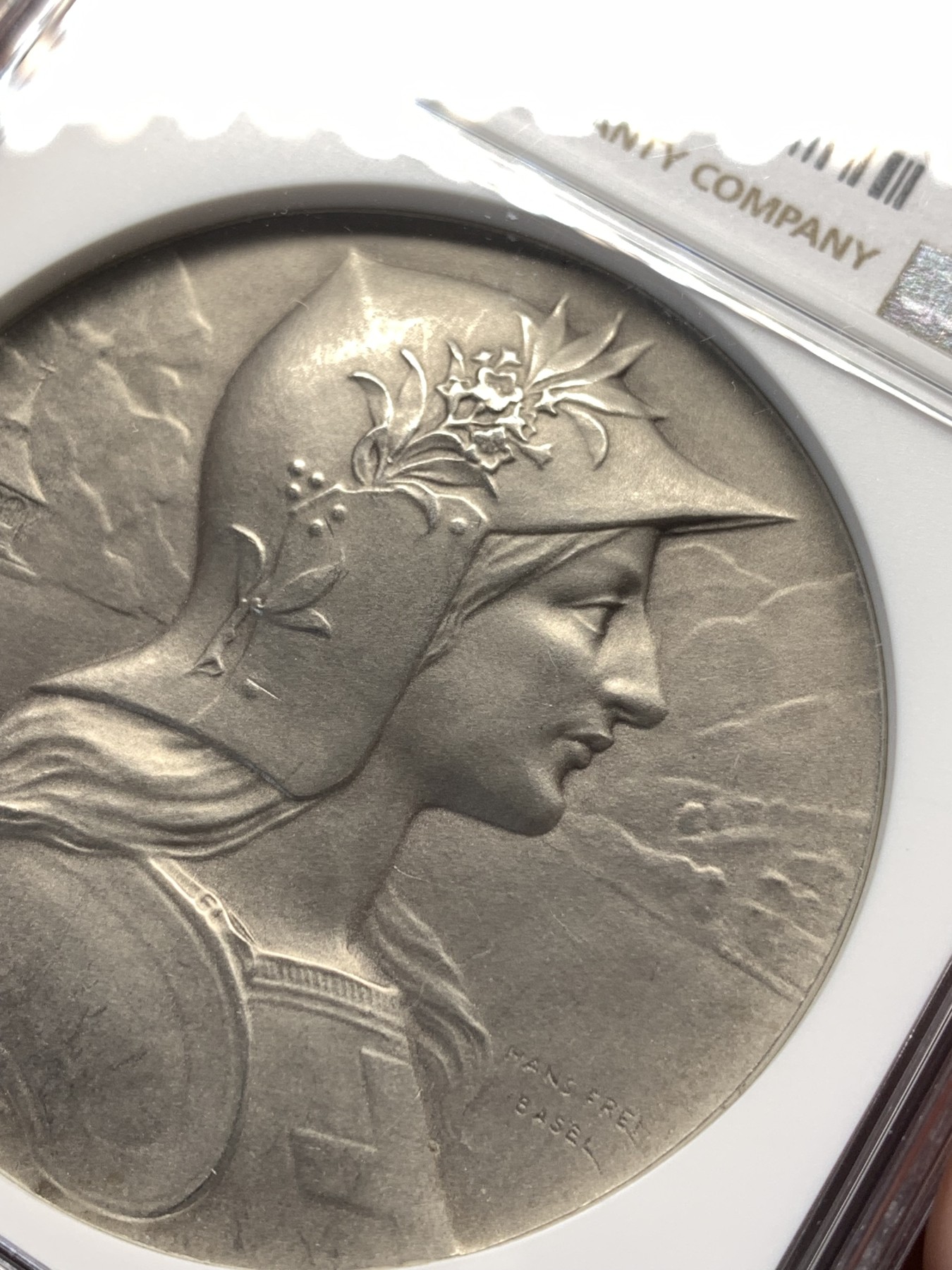 《竞宝斋》第186场-周日，周一 2场 (全场包邮) NGC-MS64 1901年卢塞恩瑞士射击节银章  高分好品相的射击节奖章比较难得 加厚盒装