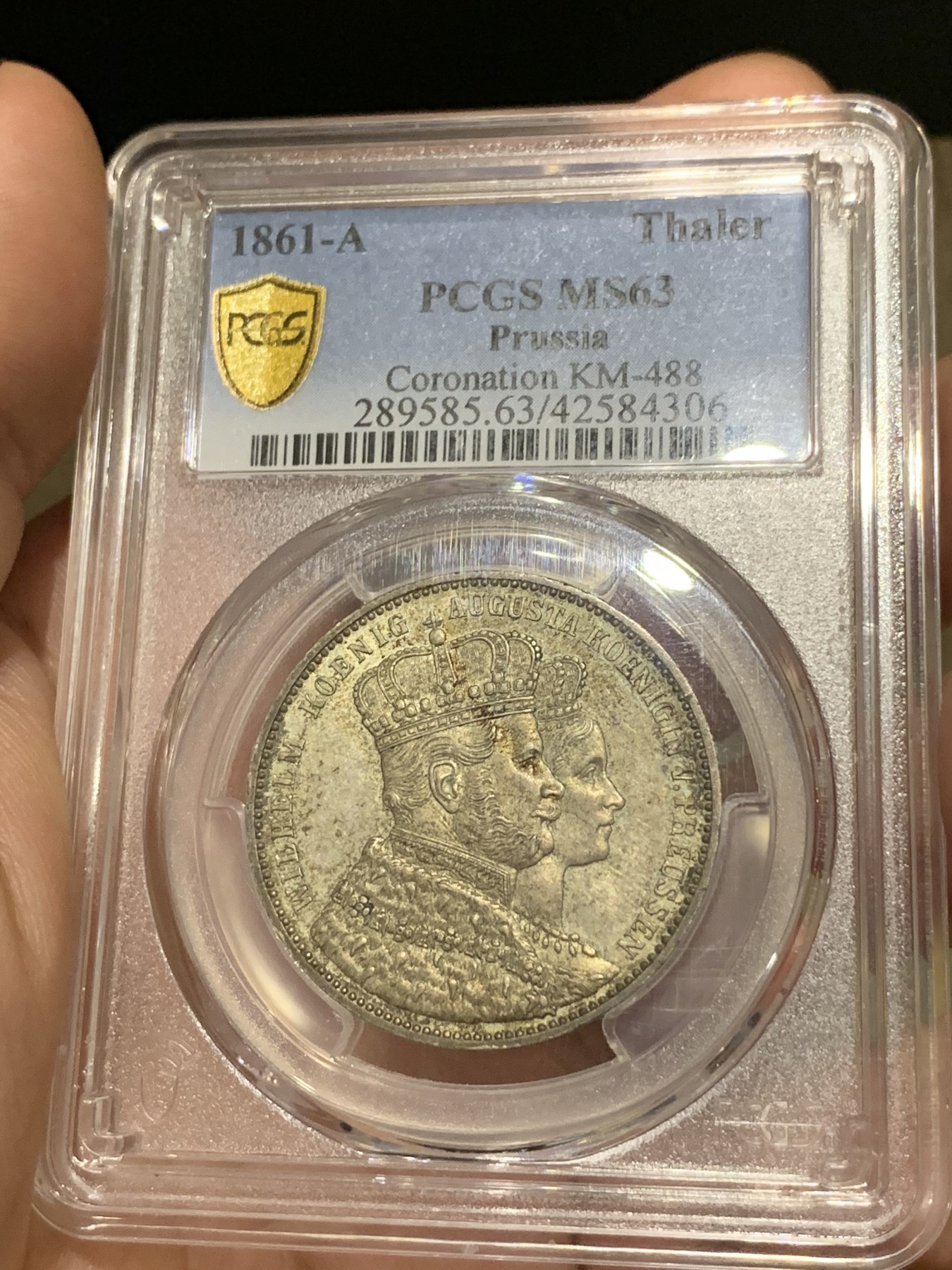 《竞宝斋》第186场-周日，周一 2场 (全场包邮) PCGS MS63 1861年德国毛衣泰勒 原味 原光 状态币 光度状态一流