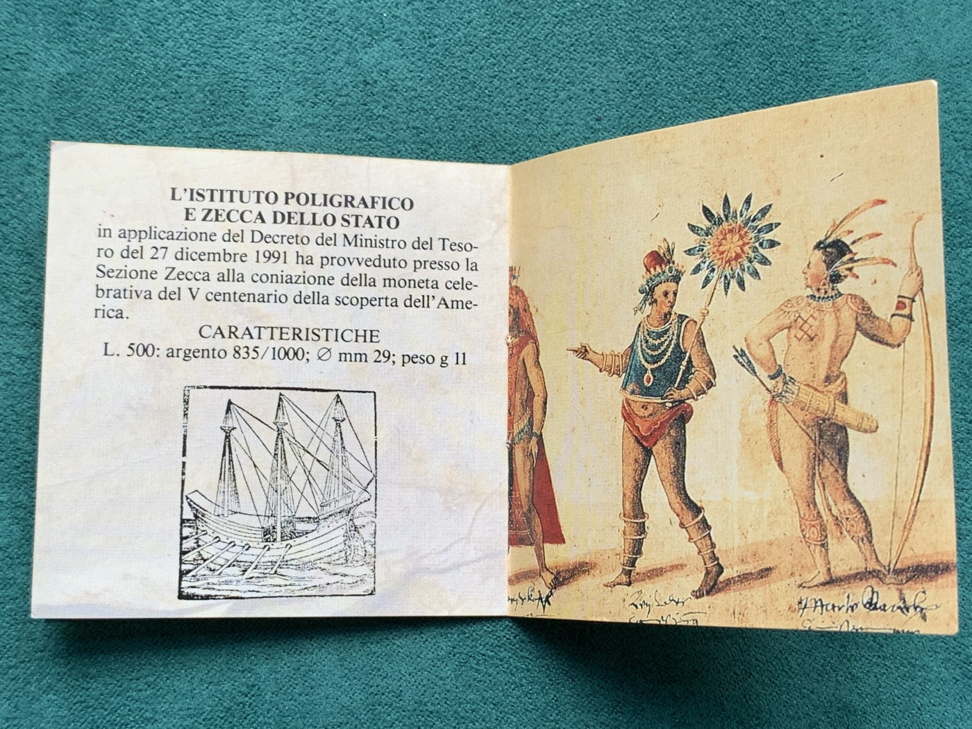 《竞宝斋》第186场-周日，周一 2场 (全场包邮) 原盒证书意大利1992年500里 拉哥伦布发现美洲纪念精制银币