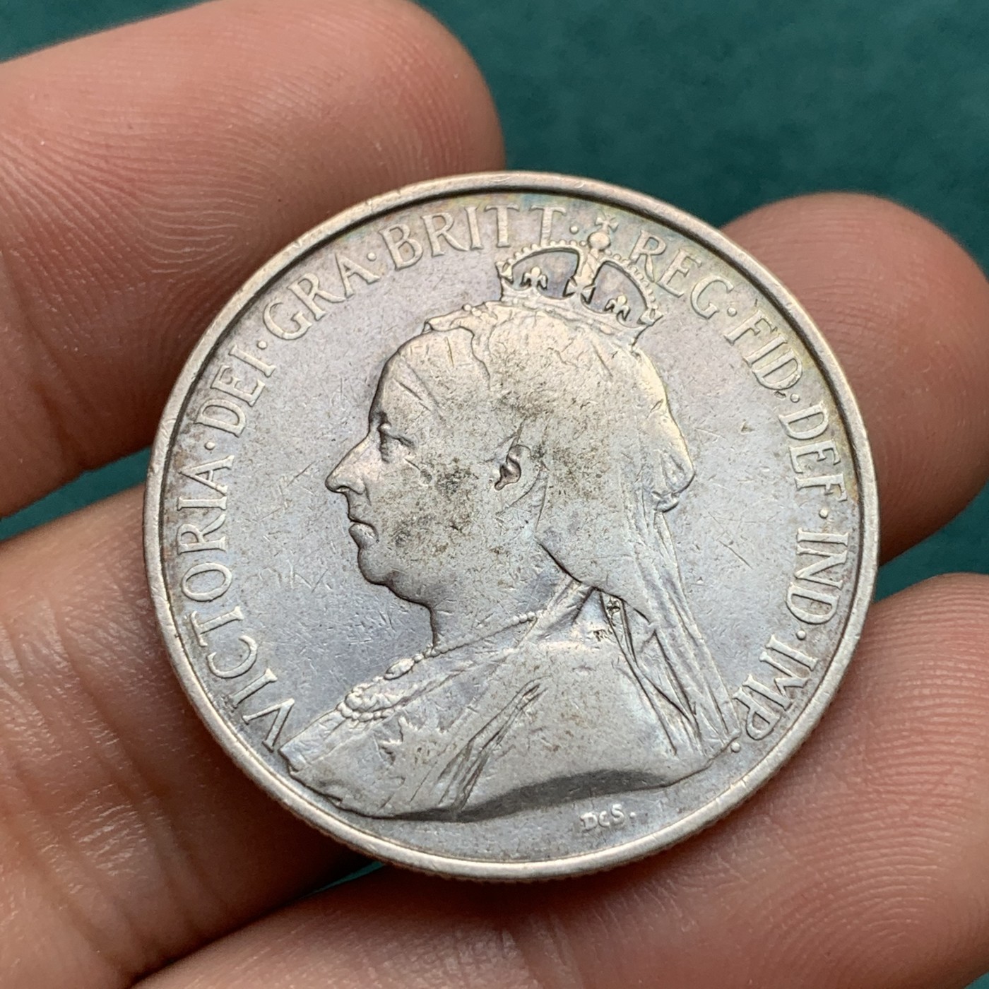 《竞宝斋》第186场-周日，周一 2场 (全场包邮) 1901年英属塞浦路斯维多利亚18皮阿斯特（弗罗林）银币 特殊的维多利亚头像 细节还可以 早期塞浦路斯挺贵的