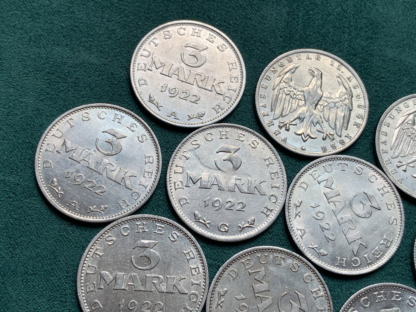 《竞宝斋》第186场-周日，周一 2场 (全场包邮) 德国 3马克 铝币 10枚一组