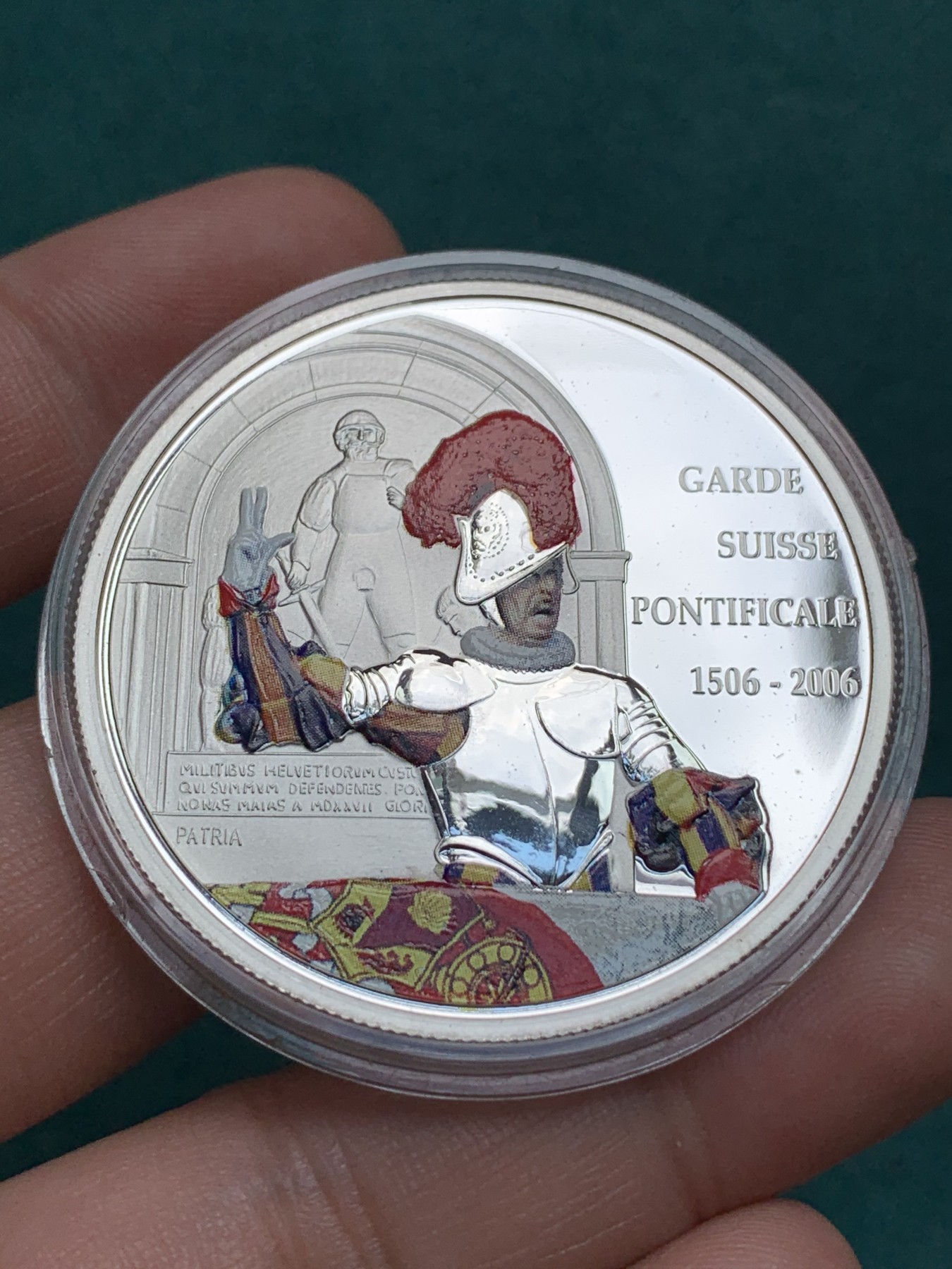 《竞宝斋》第186场-周日，周一 2场 (全场包邮) 刚果民主共和国 2006年 纪念瑞士卫队 500周年 10法郎 彩银银币 25克 925银