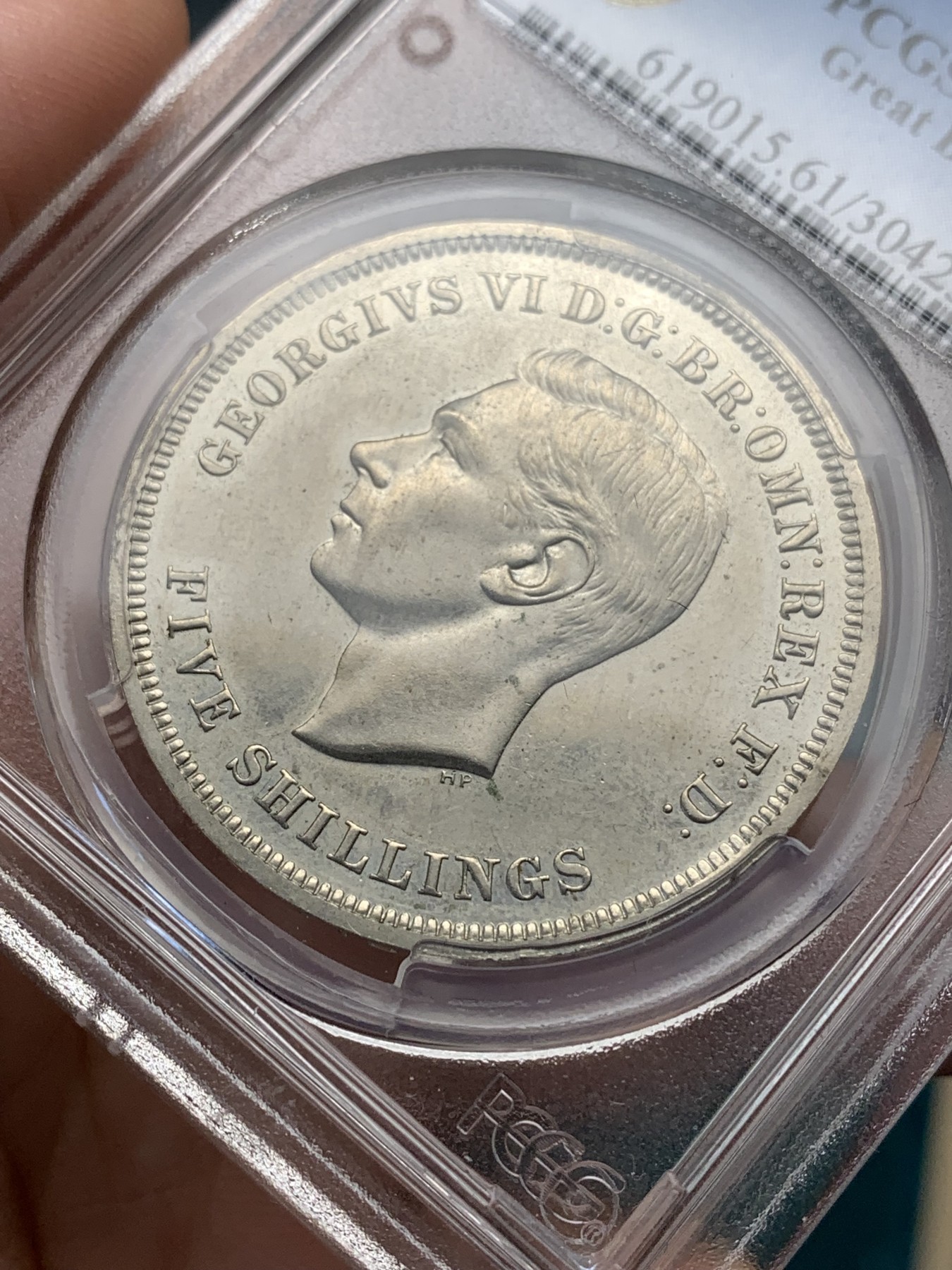 《竞宝斋》第186场-周日，周一 2场 (全场包邮) PCGS PR61 英国1951年乔治六世精制一克朗马剑 少见，常见PL普制版