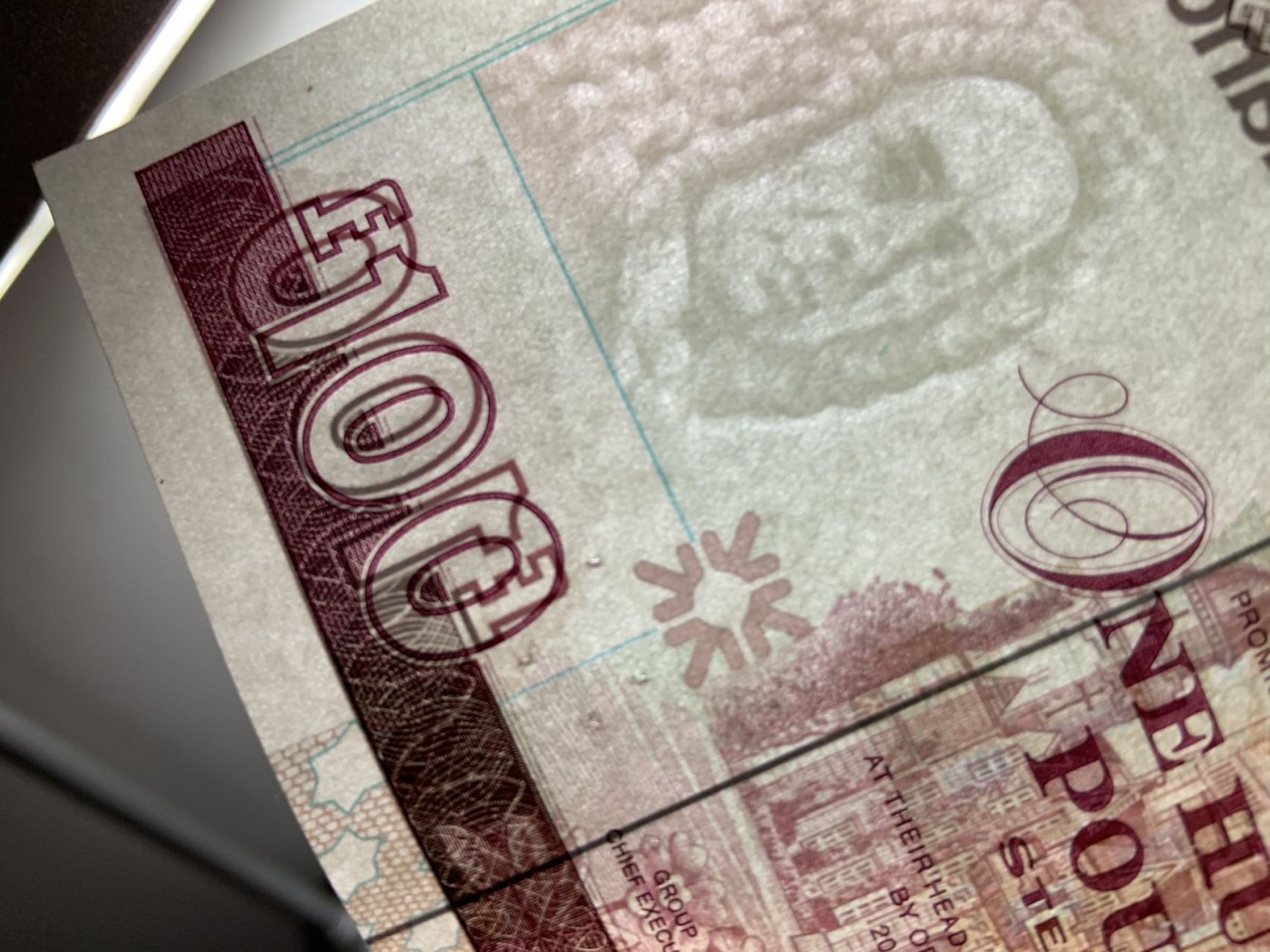 收藏联盟Quantum Auction 第278期拍卖  苏格兰皇家银行2007年100镑 品相UNC- 有针孔 女王私邸格拉密斯城堡
