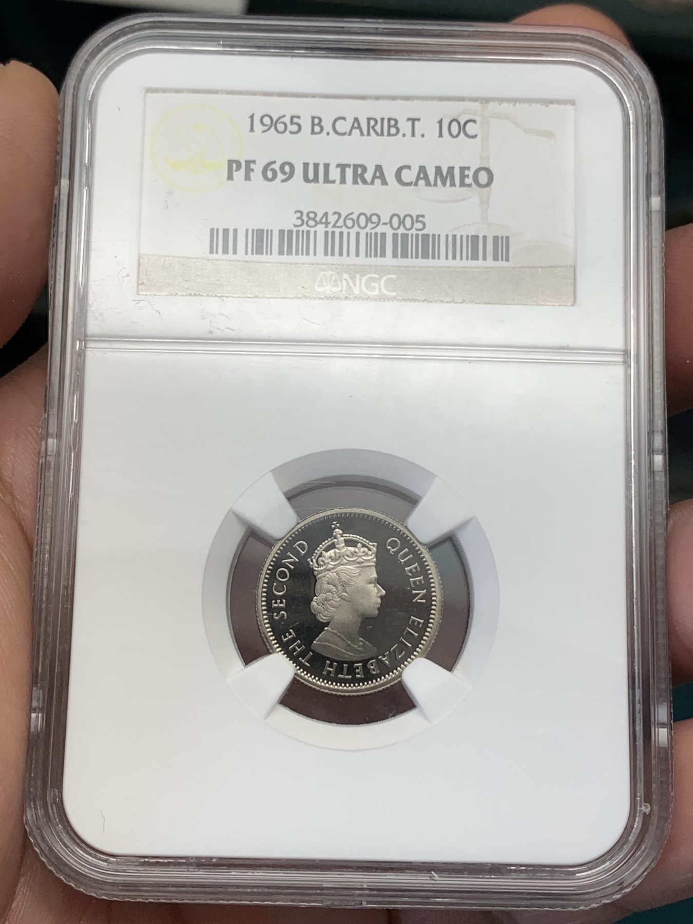 《竞宝斋》第186场-周日，周一 2场 (全场包邮) NGC-PF69UC英属东加勒比-精制女王-10 cent