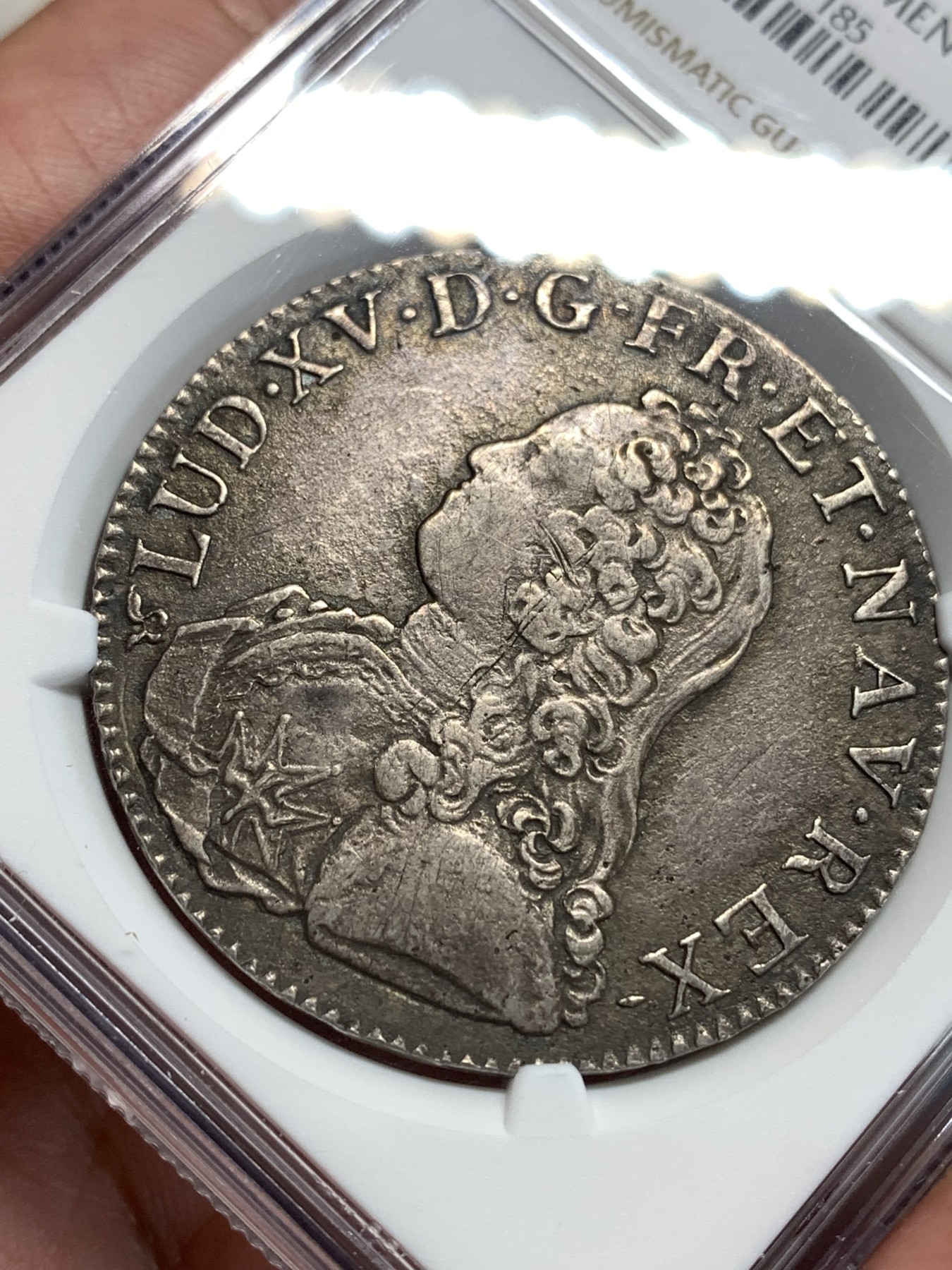 《竞宝斋》第186场-周日，周一 2场 (全场包邮) NGC XF 法国 1726年 路易十五 埃居大银币 双面深打极为少见 包浆太厚了，细节见图