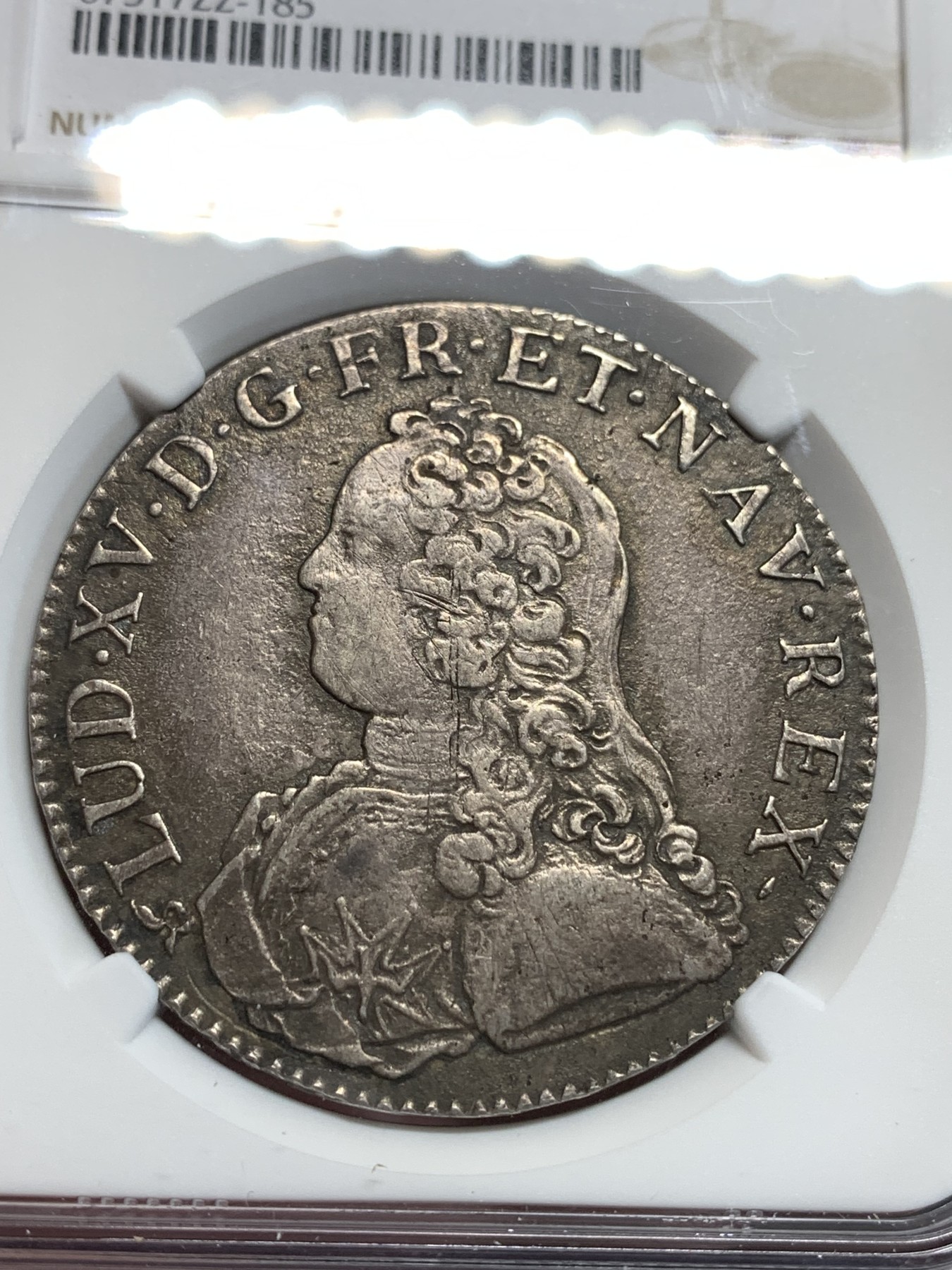 《竞宝斋》第186场-周日，周一 2场 (全场包邮) NGC XF 法国 1726年 路易十五 埃居大银币 双面深打极为少见 包浆太厚了，细节见图