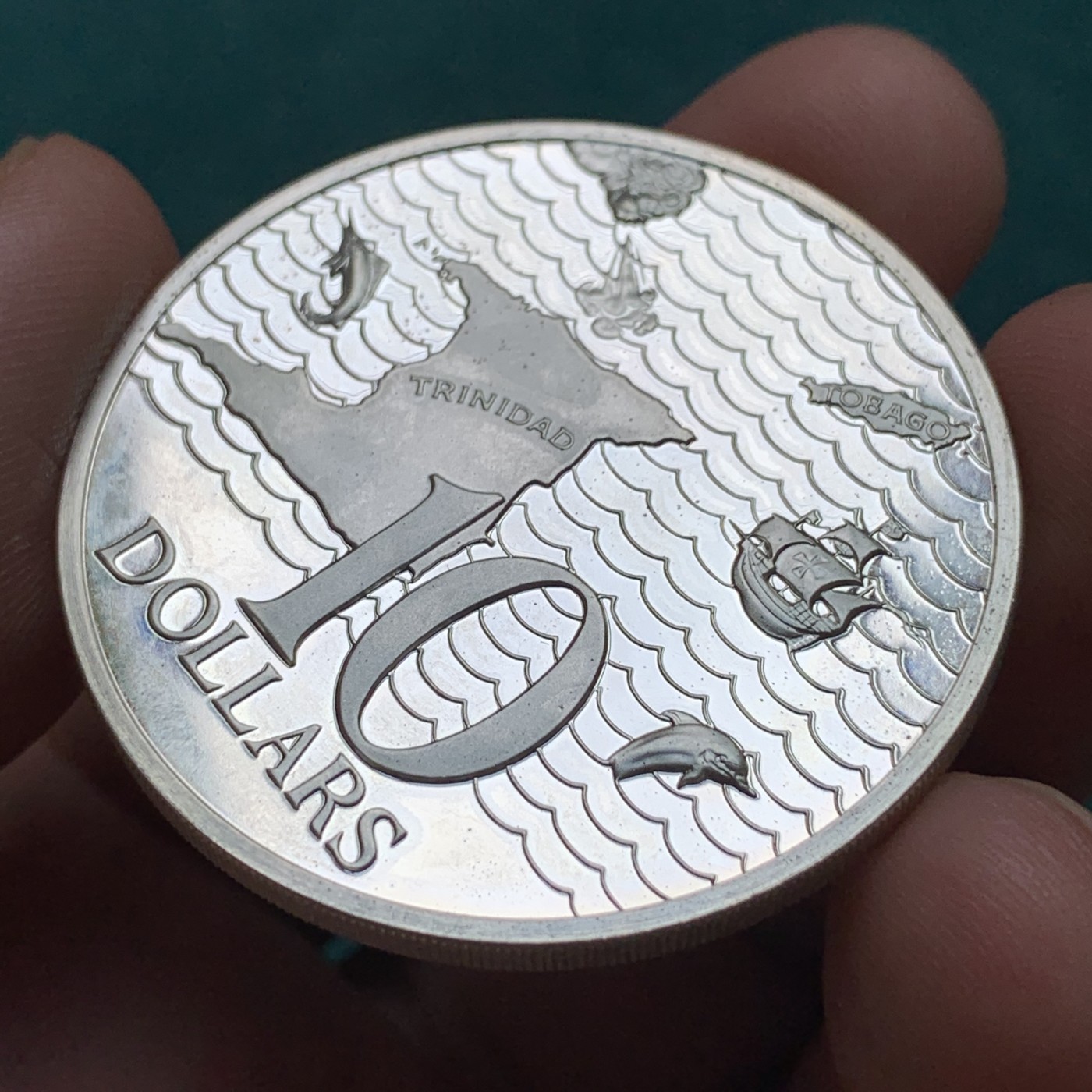 《竞宝斋》第186场-周日，周一 2场 (全场包邮) 特立尼达和多巴哥 1973年10刀 大银币 35克 925银